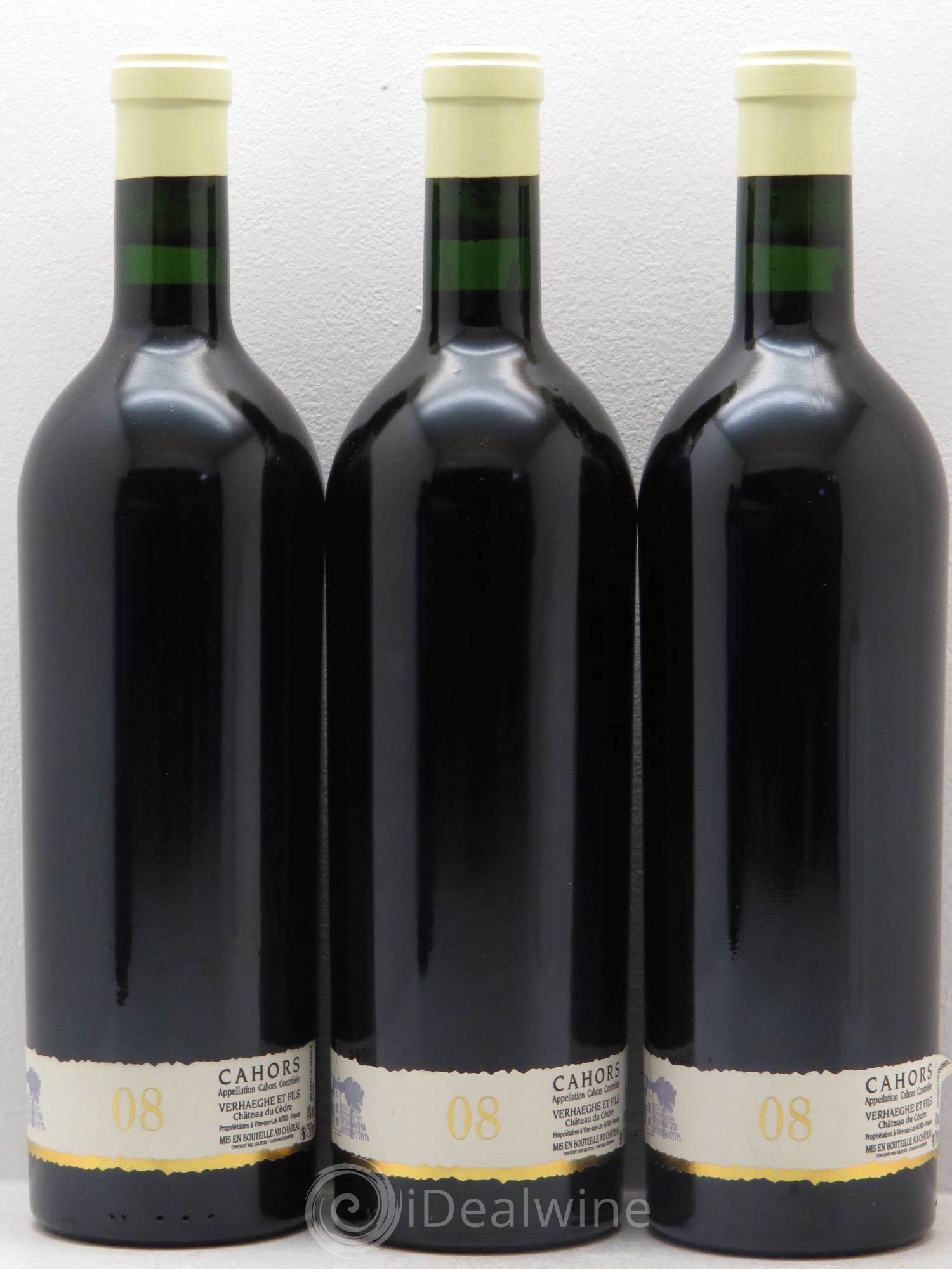 Cahors Château du Cèdre GC Pascal et Jean-Marc Verhaeghe 2008 - Lot de 3 bouteilles - 1