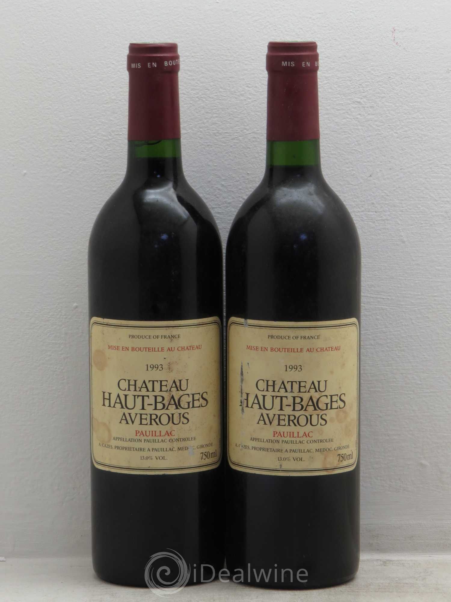 Château Haut Bages Averous Cru Bourgeois 1993 - Lot de 2 bouteilles - 0