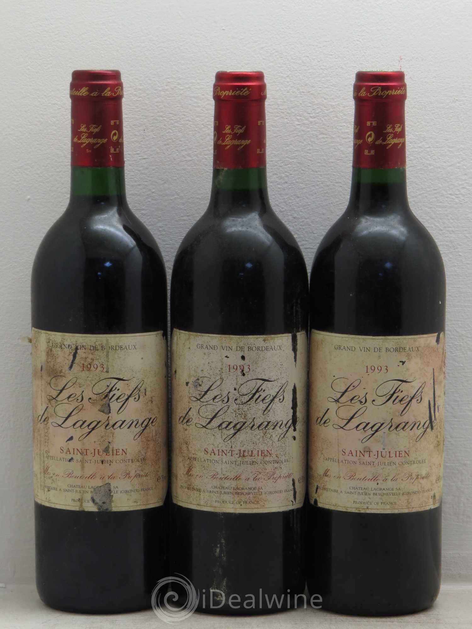 Les Fiefs de Lagrange Second Vin 1993 - Lot de 3 bouteilles - 0