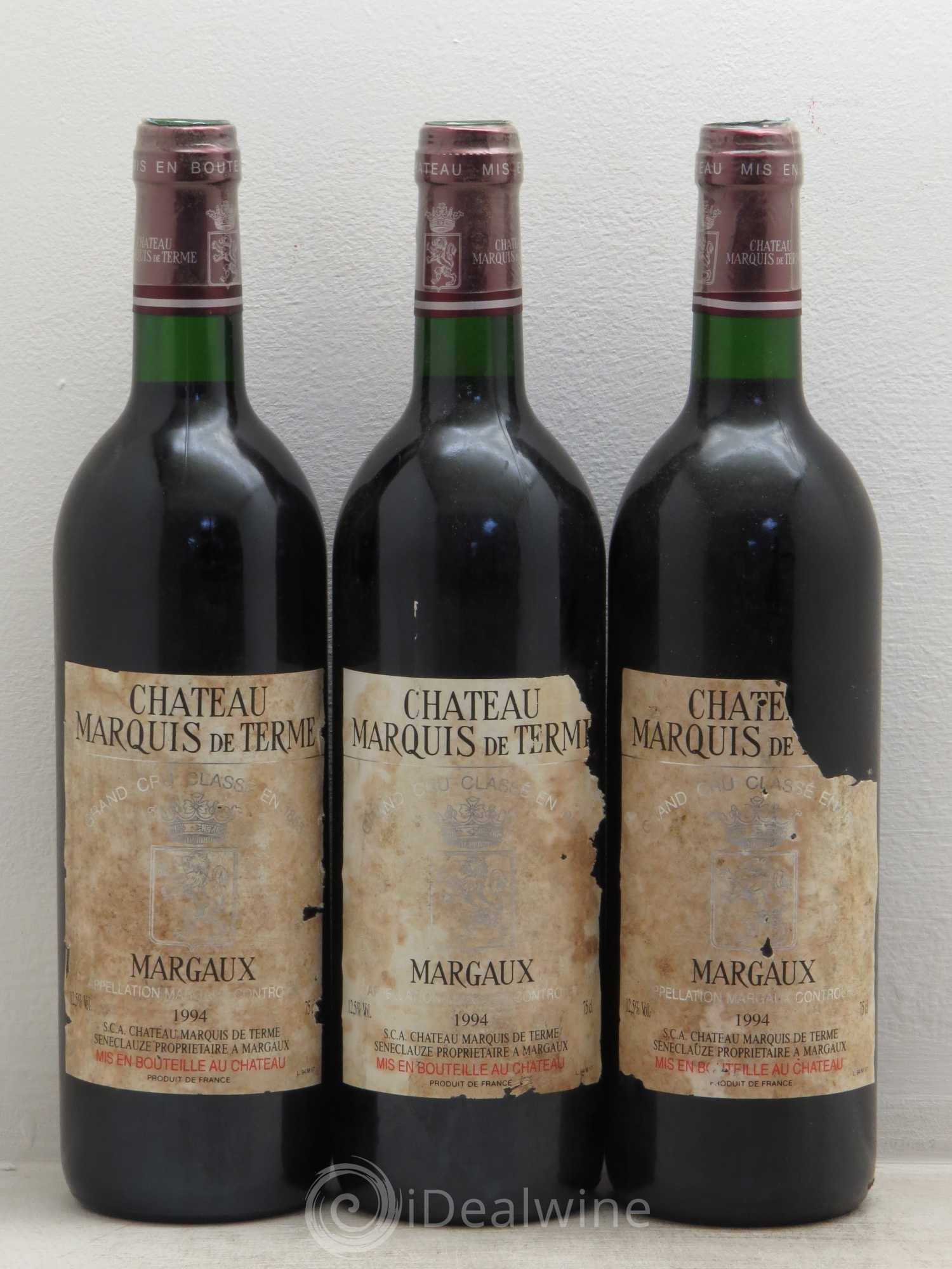 Château Marquis de Terme 4ème Grand Cru Classé 1994 - Lot de 3 bouteilles - 0