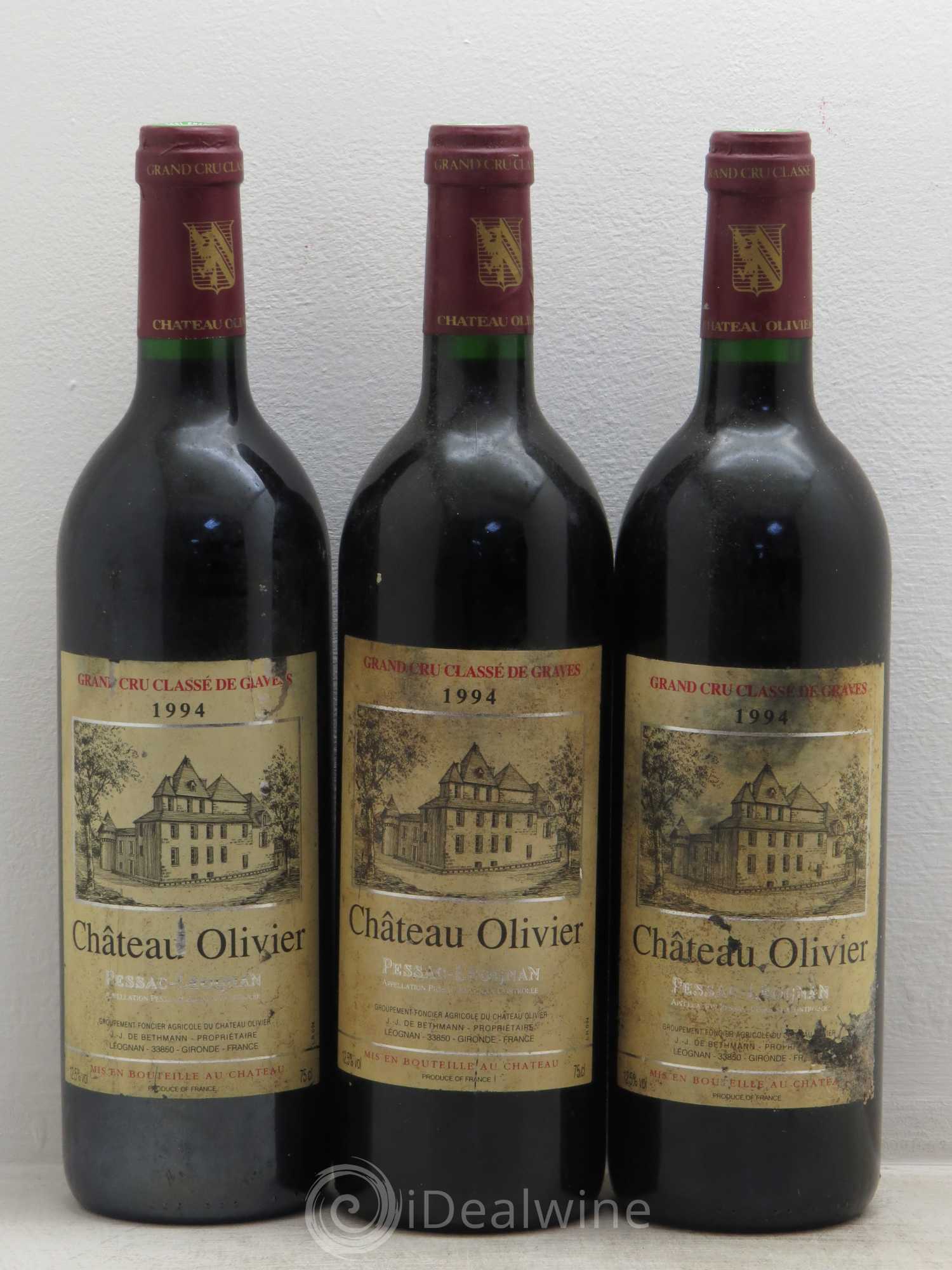 Château Olivier Cru Classé de Graves 1994 - Lot de 3 bouteilles - 0