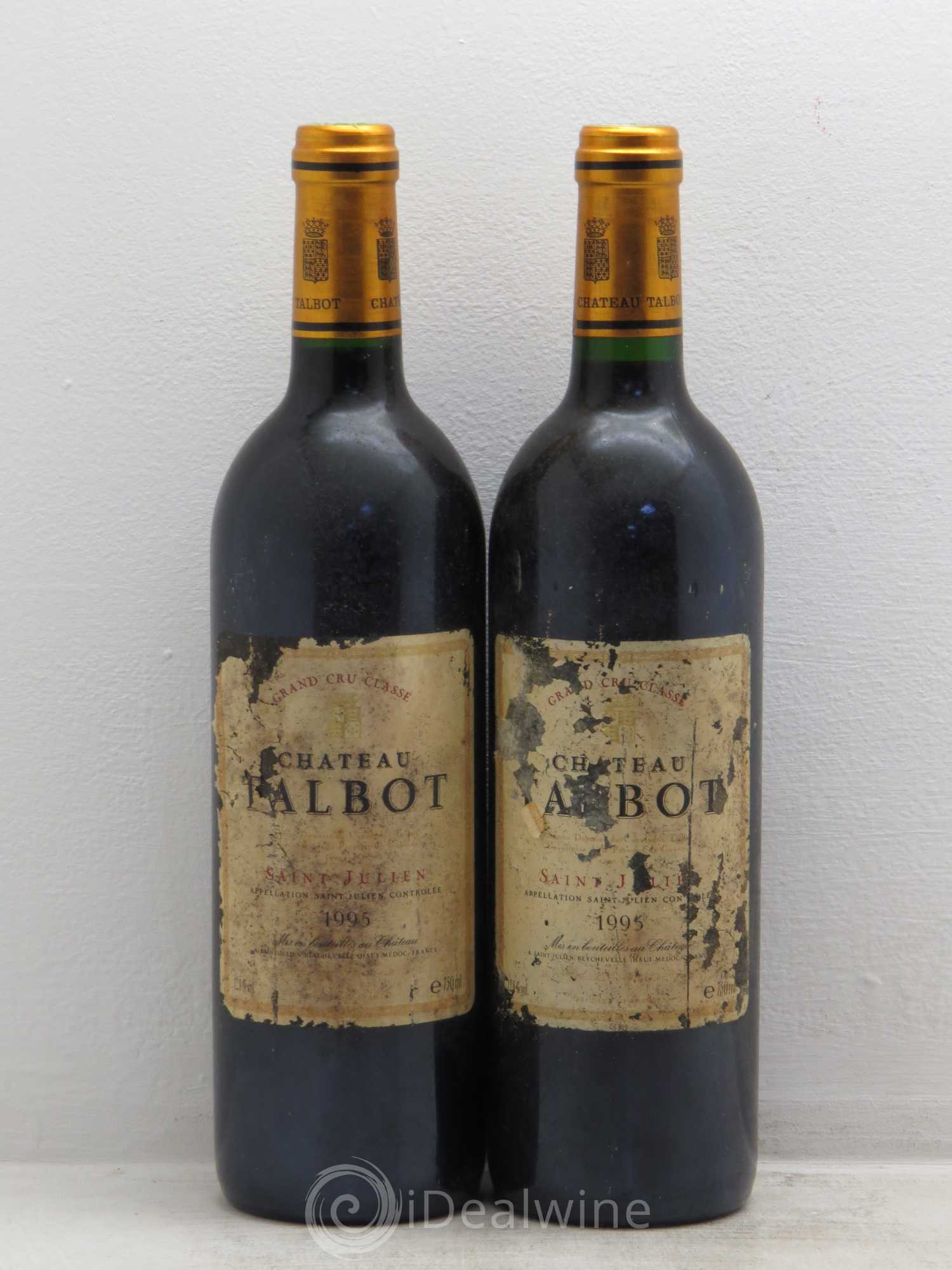 Château Talbot 4ème Grand Cru Classé 1995 - Lot de 2 bouteilles - 0