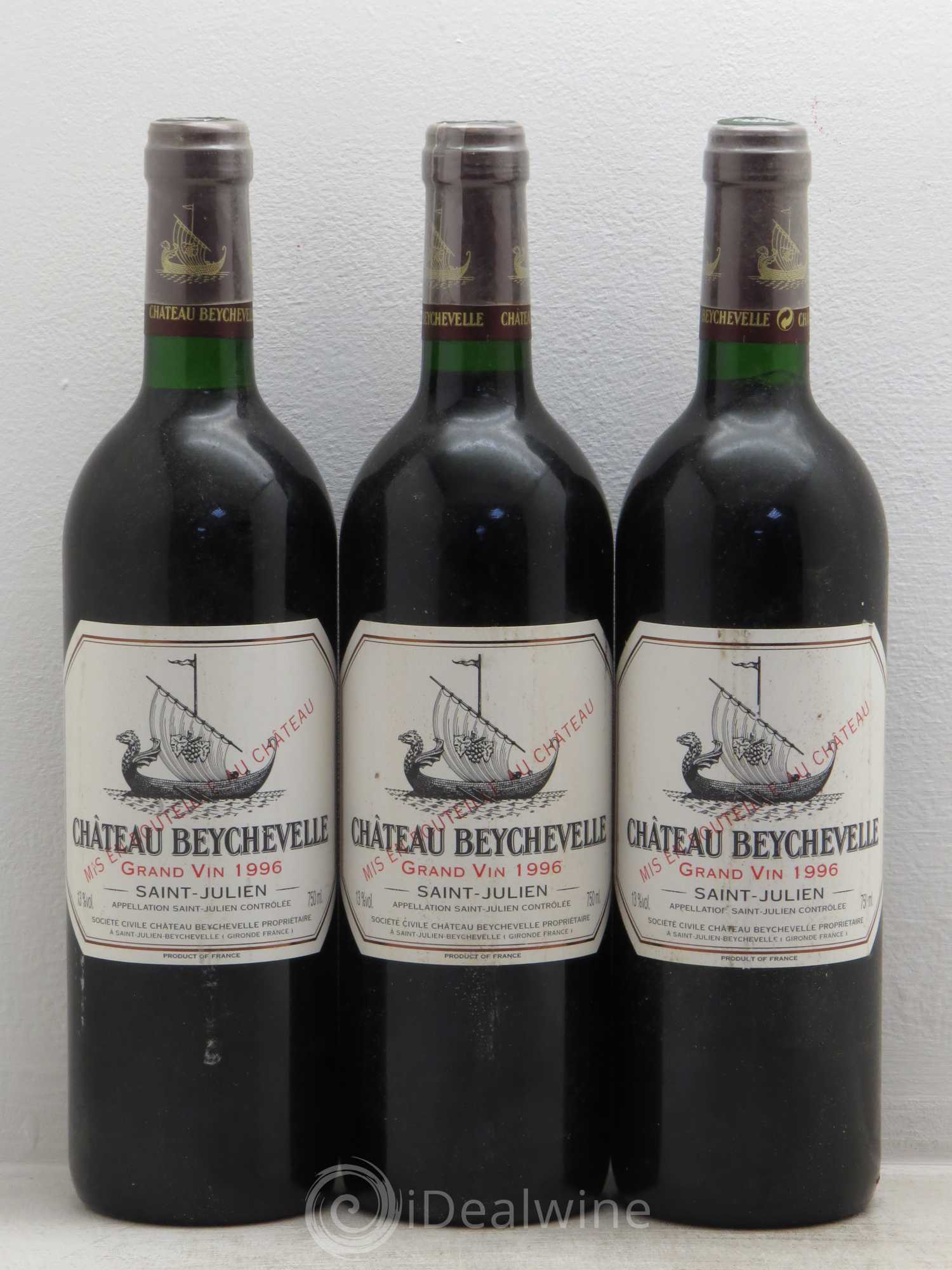 Château Beychevelle 4ème Grand Cru Classé 1996 - Lot de 3 bouteilles - 0