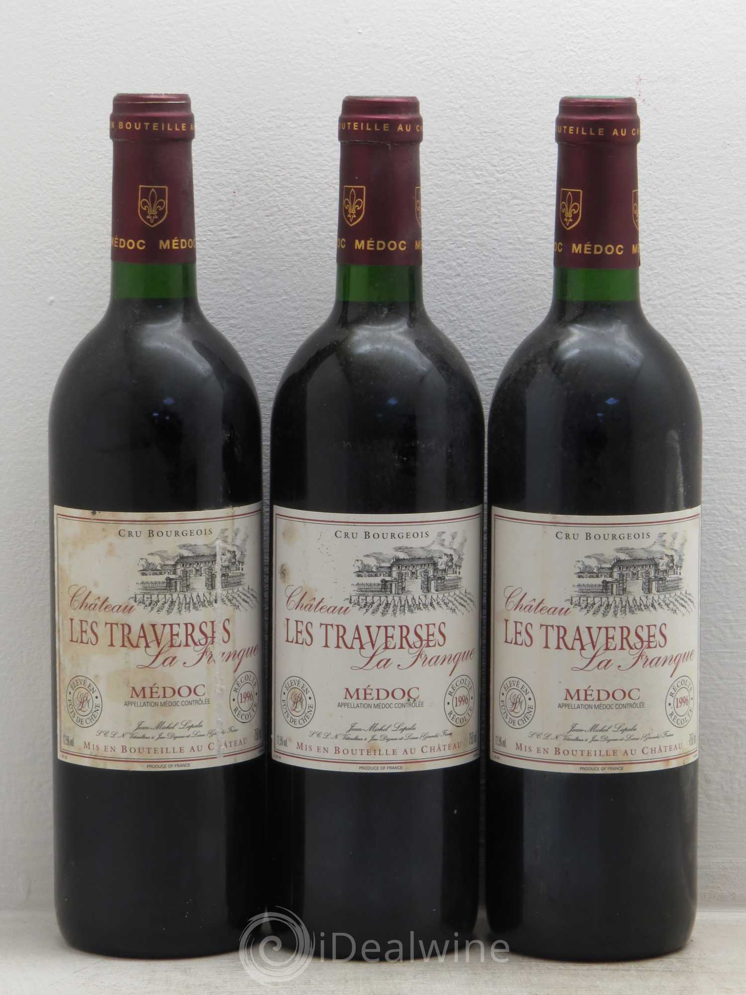 Médoc chateau des traverses la franque 1996 - Posten von 3 Flaschen - 0