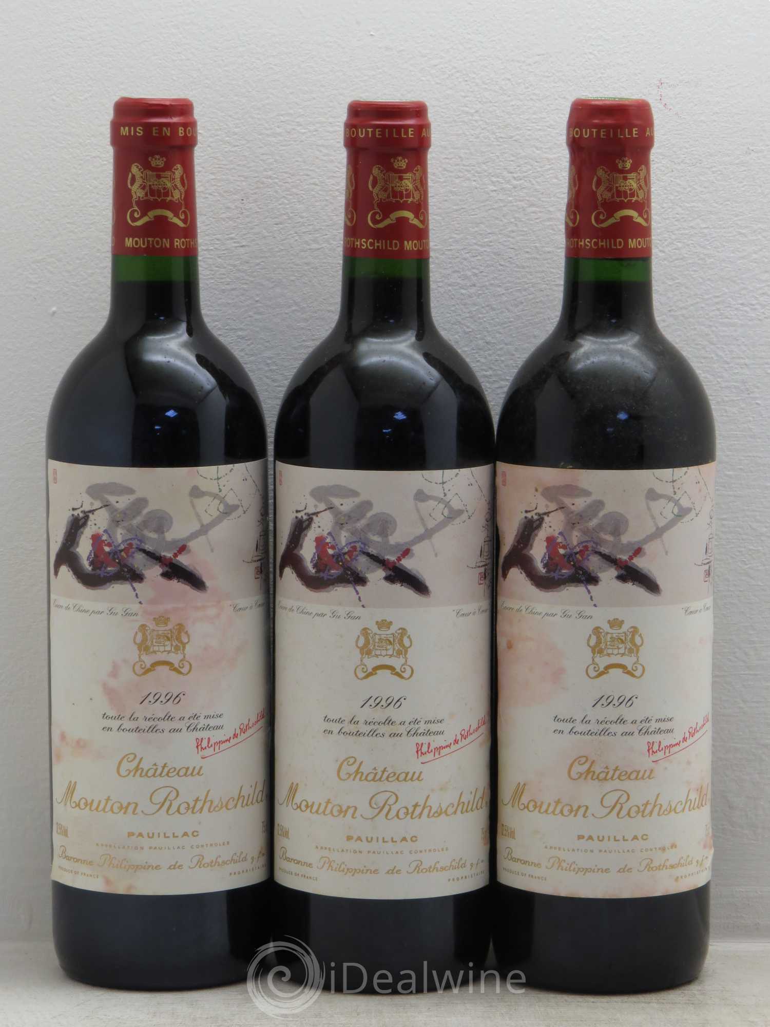Château Mouton Rothschild 1er Grand Cru Classé 1996 - Lot de 3 bouteilles - 0