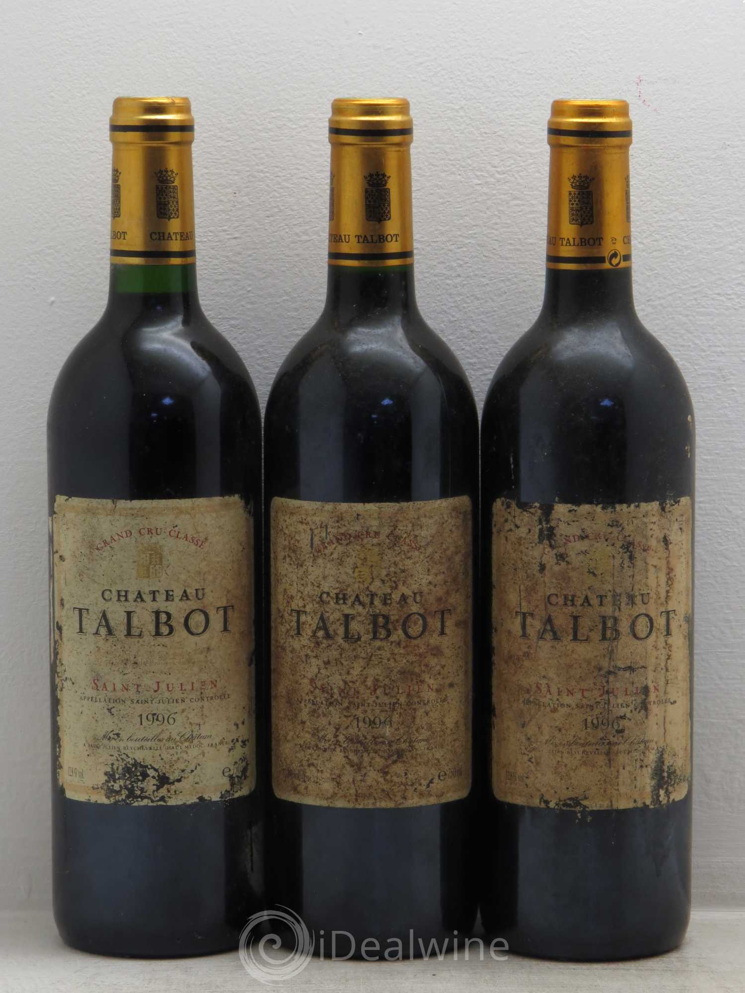 Château Talbot 4ème Grand Cru Classé 1996 - Lot de 3 bouteilles - 0