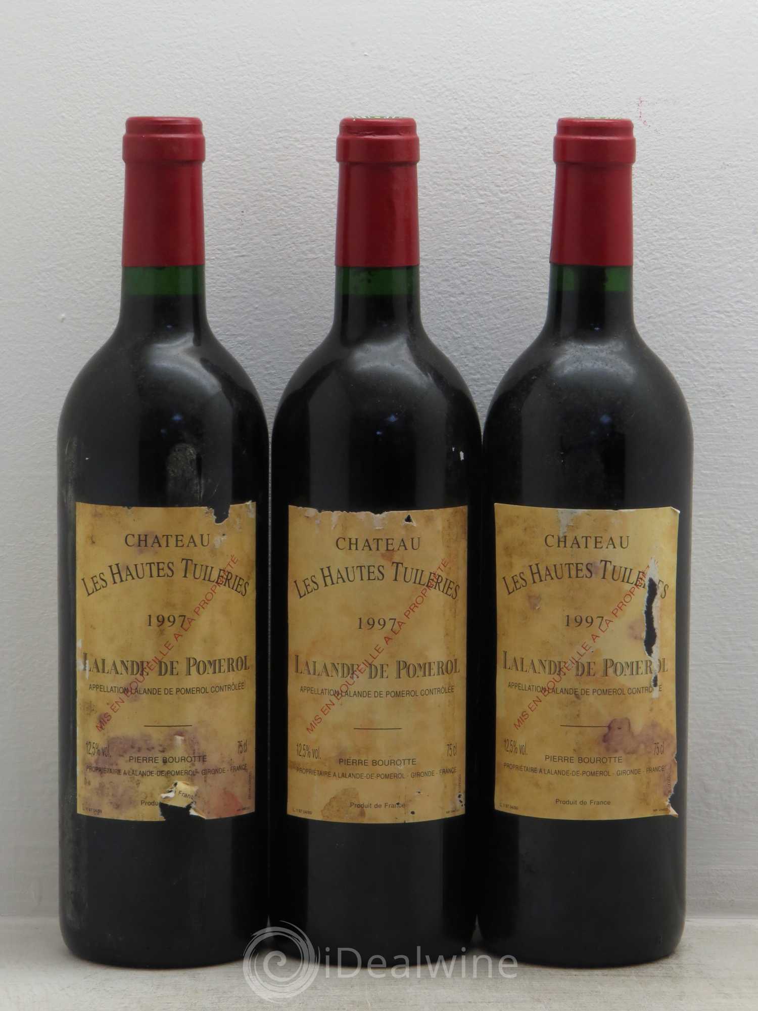 Bordeaux les hautes tuileries lalande de pomerol 1997 - Posten von 3 Flaschen - 0