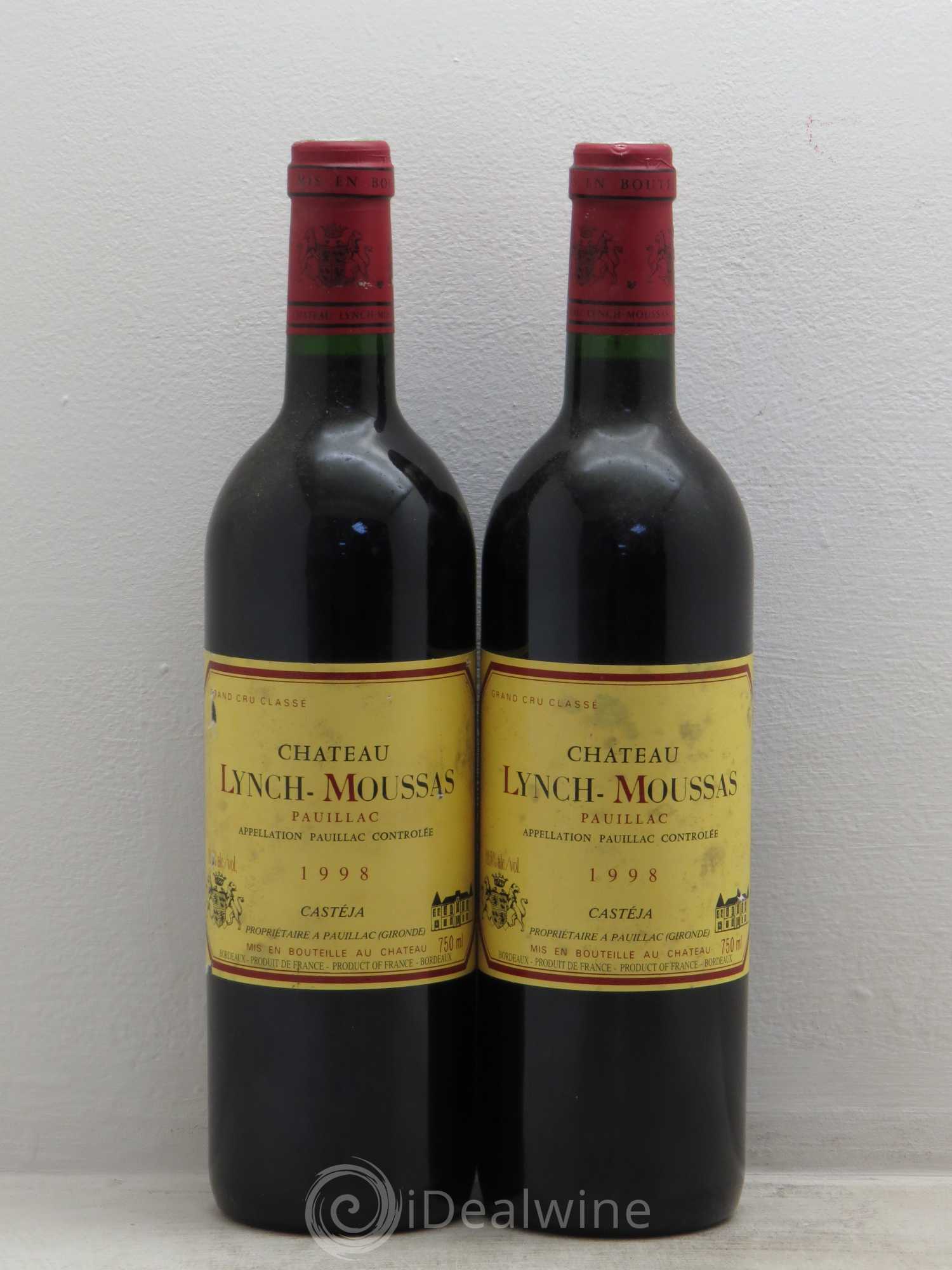 Château Lynch Moussas 5ème Grand Cru Classé 1998 - Lot de 2 bouteilles - 0