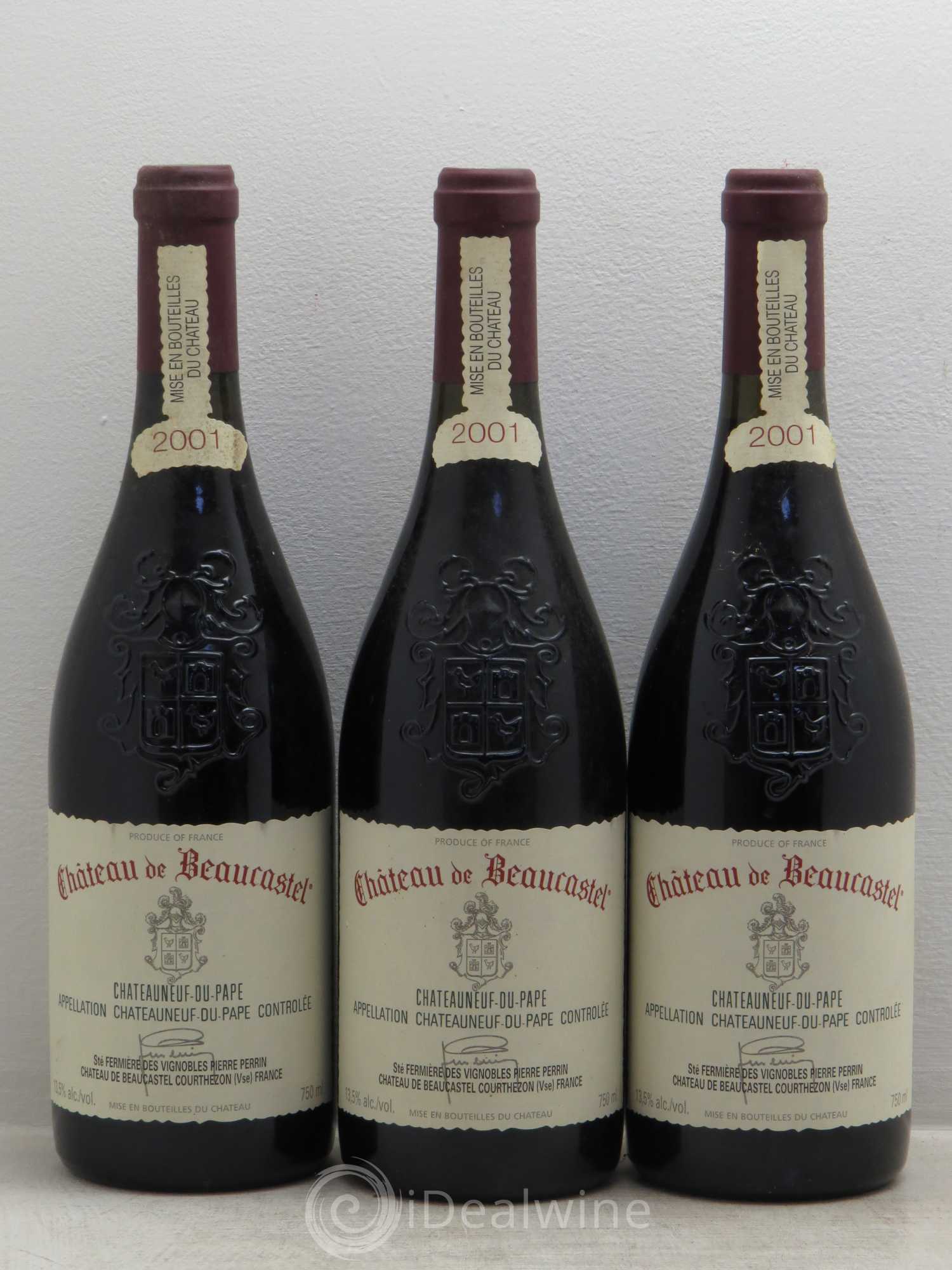 Châteauneuf-du-Pape Château de Beaucastel Famille Perrin 2001 - Lot de 3 bouteilles - 0