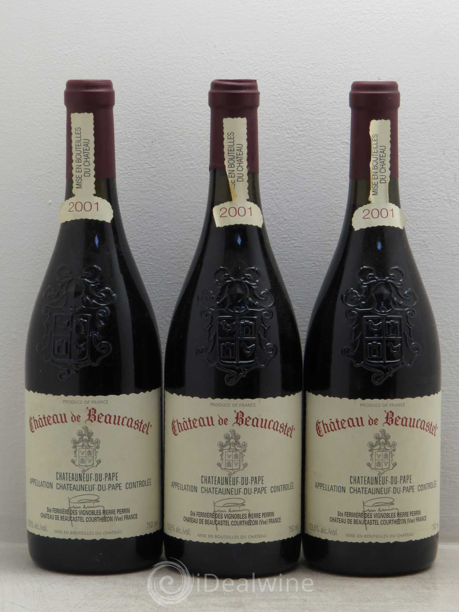 Châteauneuf-du-Pape Château de Beaucastel Famille Perrin 2001 - Lot de 3 bouteilles - 0
