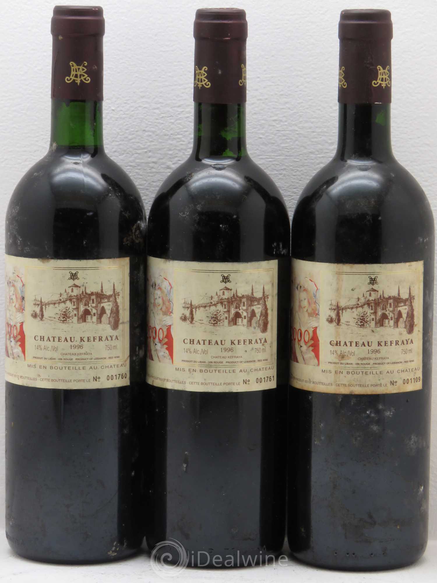 Vallée de la Békaa Château Kefraya Michel de Bustros 1996 - Lot de 3 bouteilles - 0