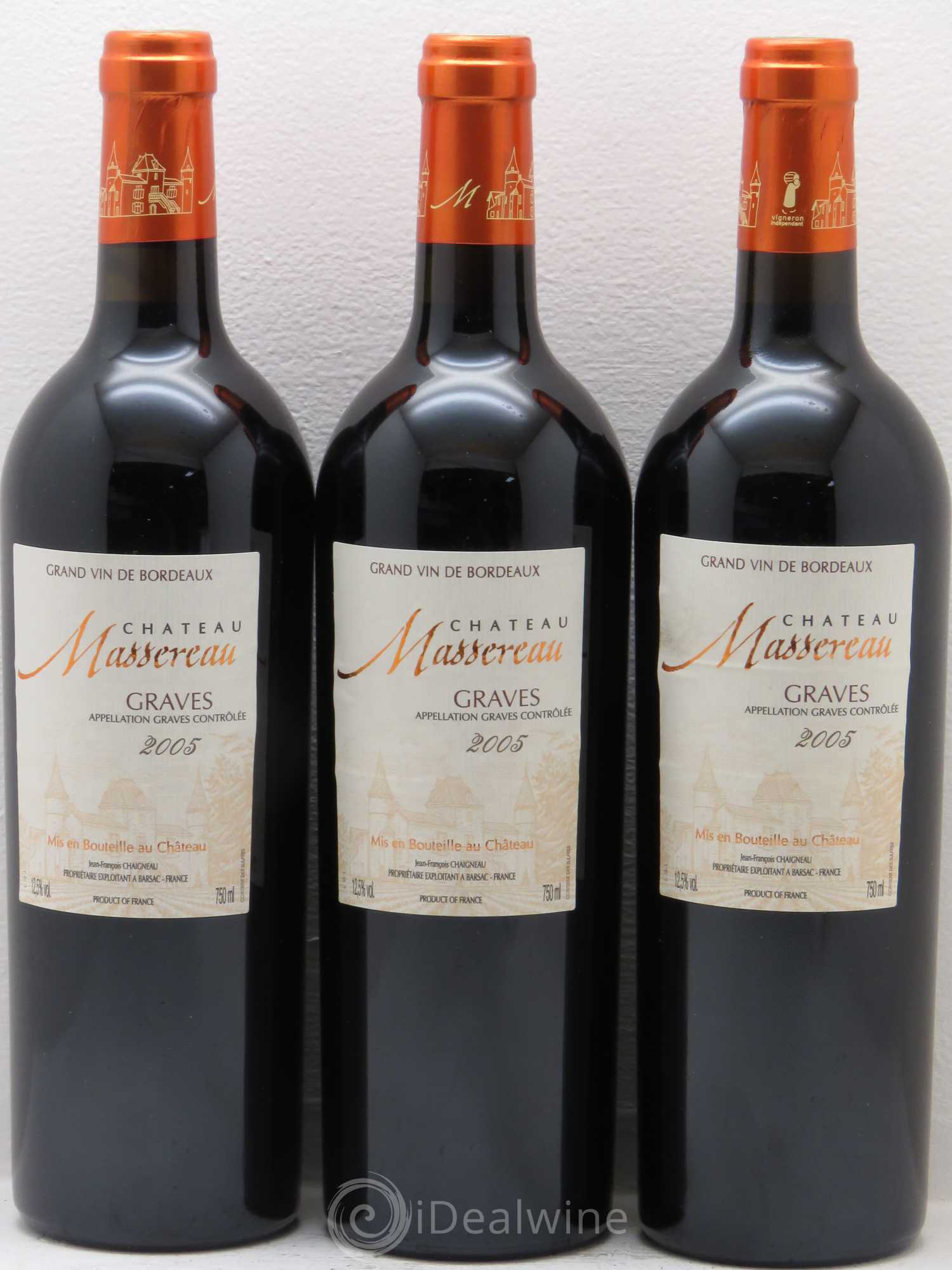 Bordeaux Massereau 2005 - Lot de 3 bouteilles - 0