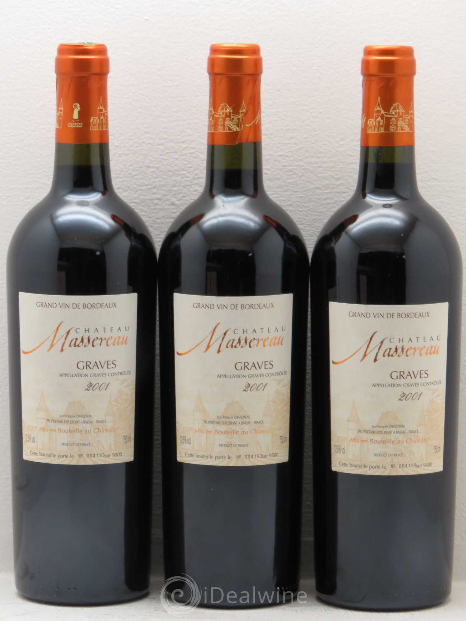 Graves massereau 2001 - Posten von 3 Flaschen - 0
