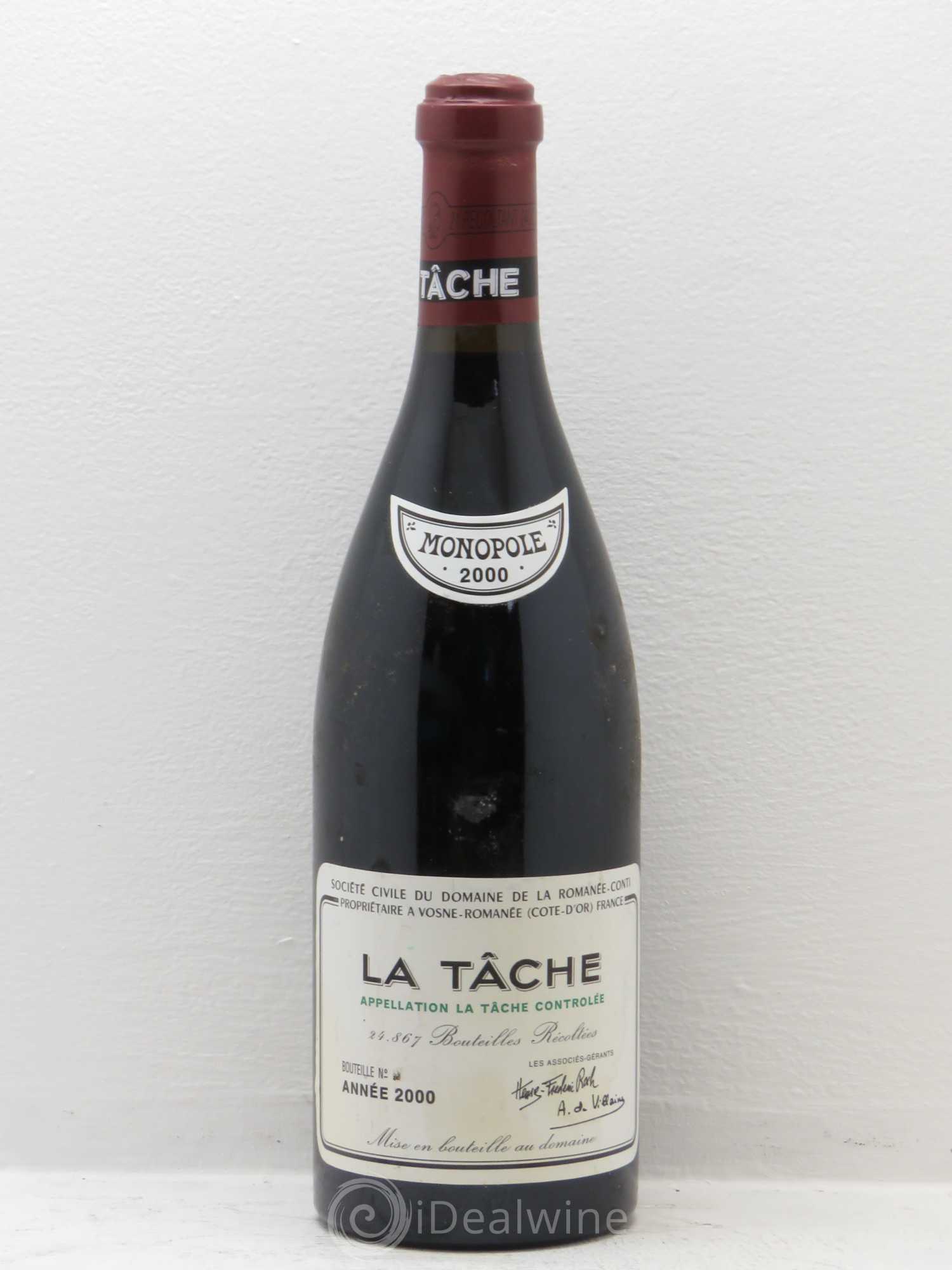 La Tâche Grand Cru Domaine de la Romanée-Conti 2000 - Lot de 1 bouteille - 0