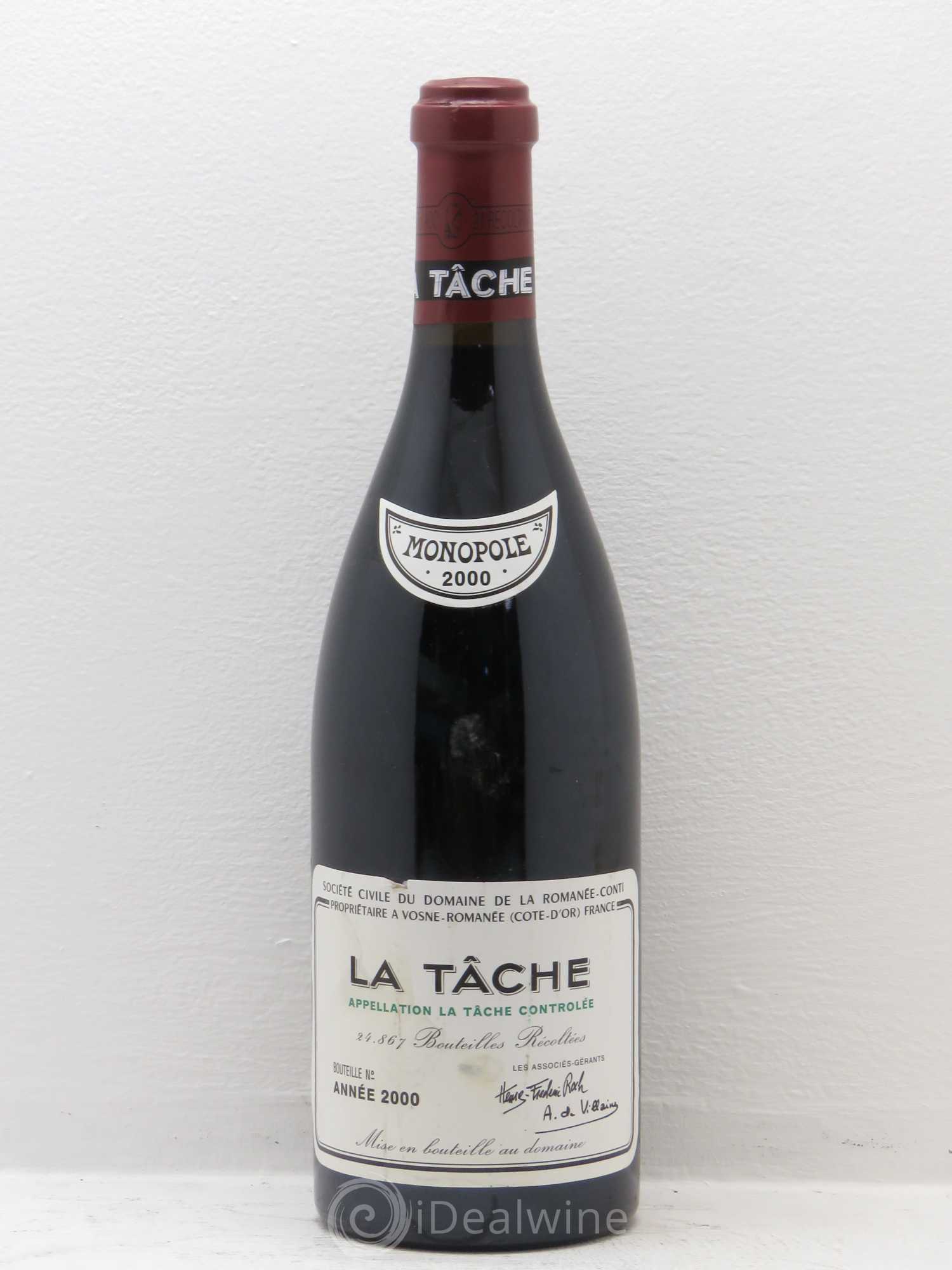 La Tâche Grand Cru Domaine de la Romanée-Conti 2000 - Lot de 1 bouteille - 0