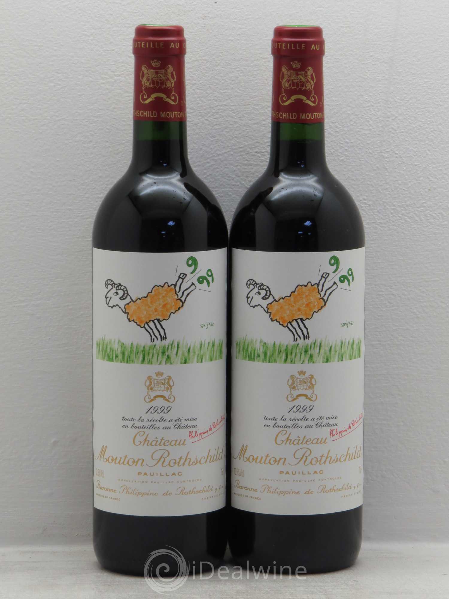 Château Mouton Rothschild 1er Grand Cru Classé 1999 - Lot de 2 bouteilles - 0