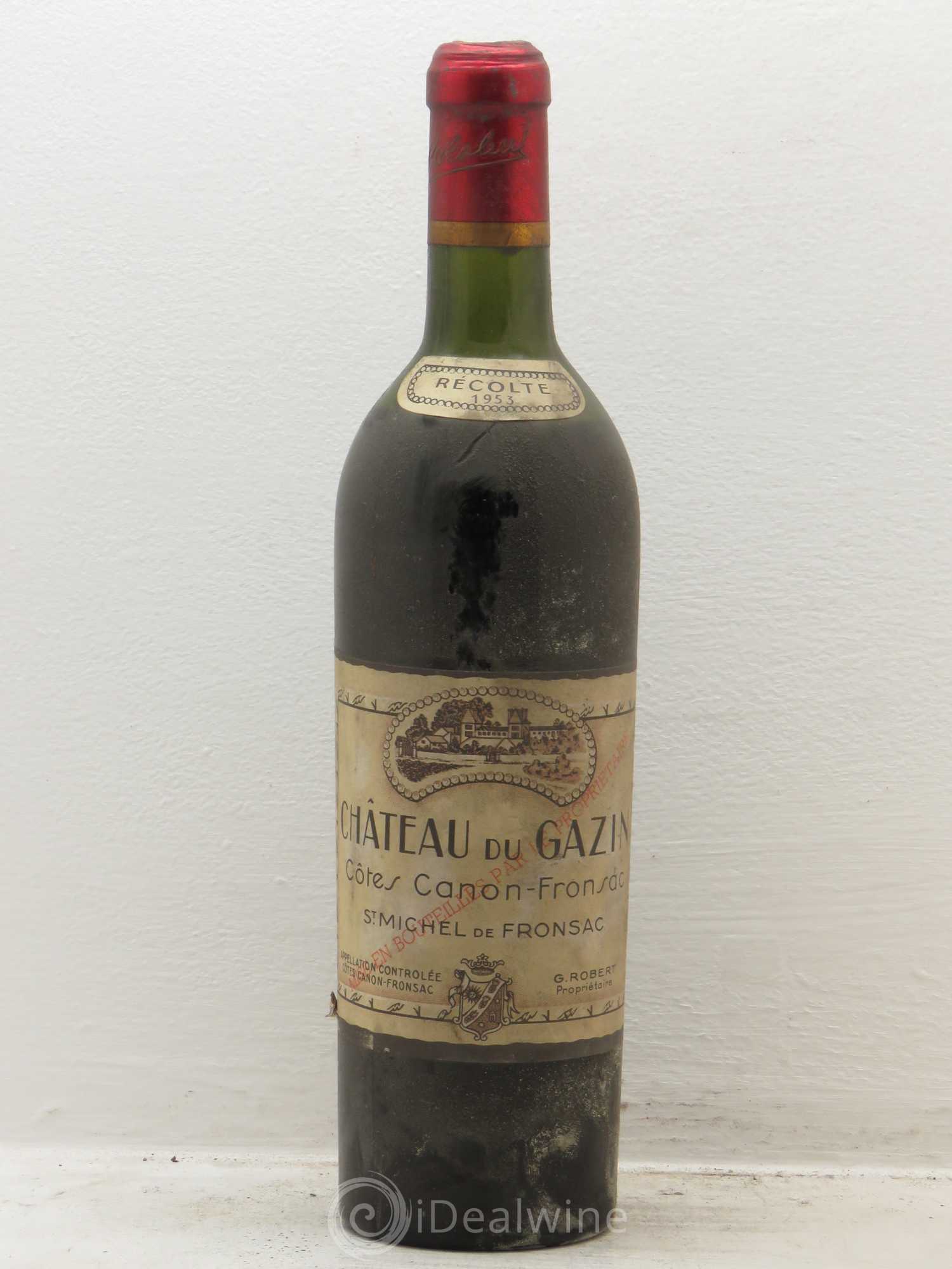 Canon-Fronsac Chateau du gazin 1953 - Posten von 1 Flasche - 0