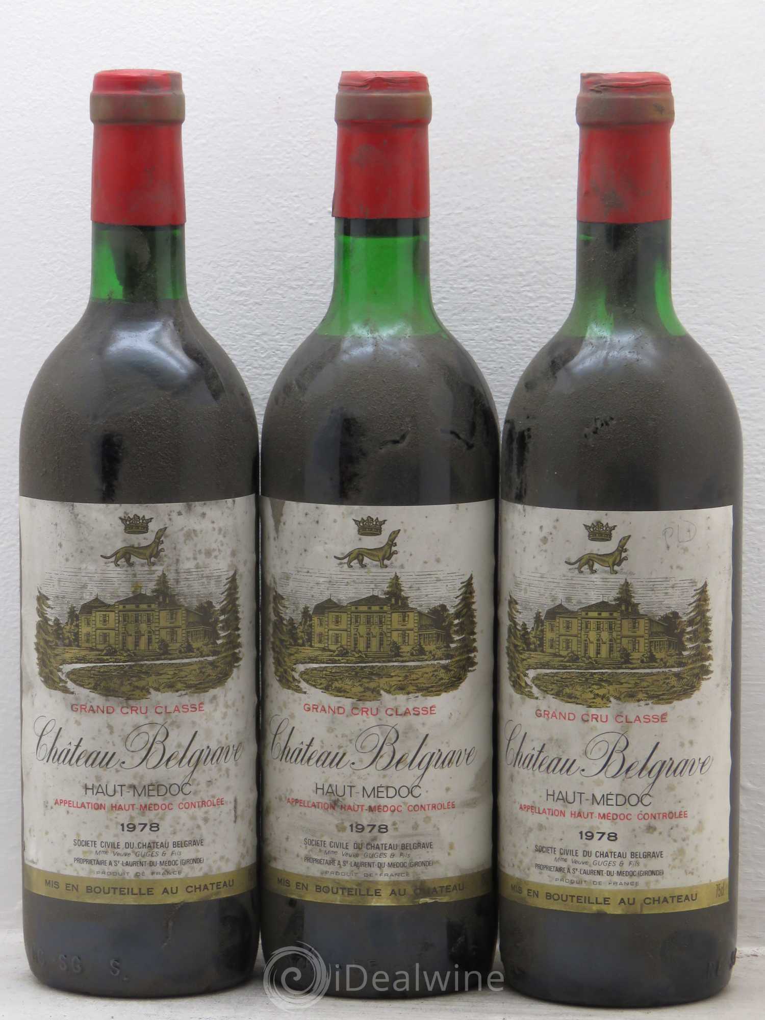 Château Belgrave 5ème Grand Cru Classé 1978 - Lot de 3 bouteilles - 0
