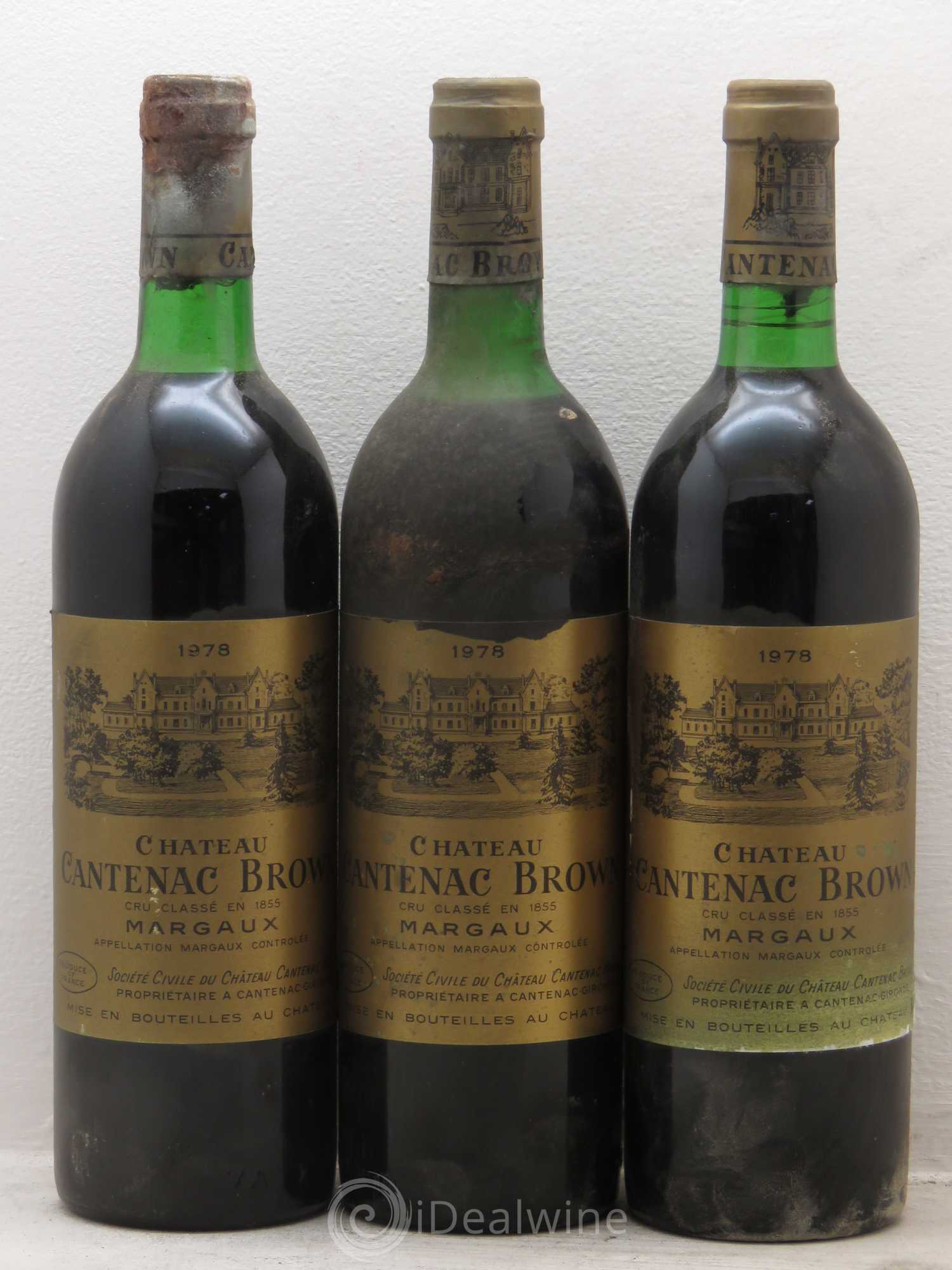 Château Cantenac Brown 3ème Grand Cru Classé 1978 - Lot de 3 bouteilles - 0