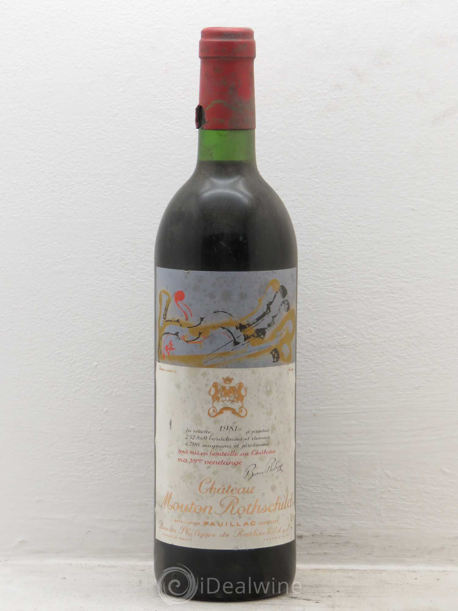 Château Mouton Rothschild 1er Grand Cru Classé 1981 - Lot de 1 bouteille - 0