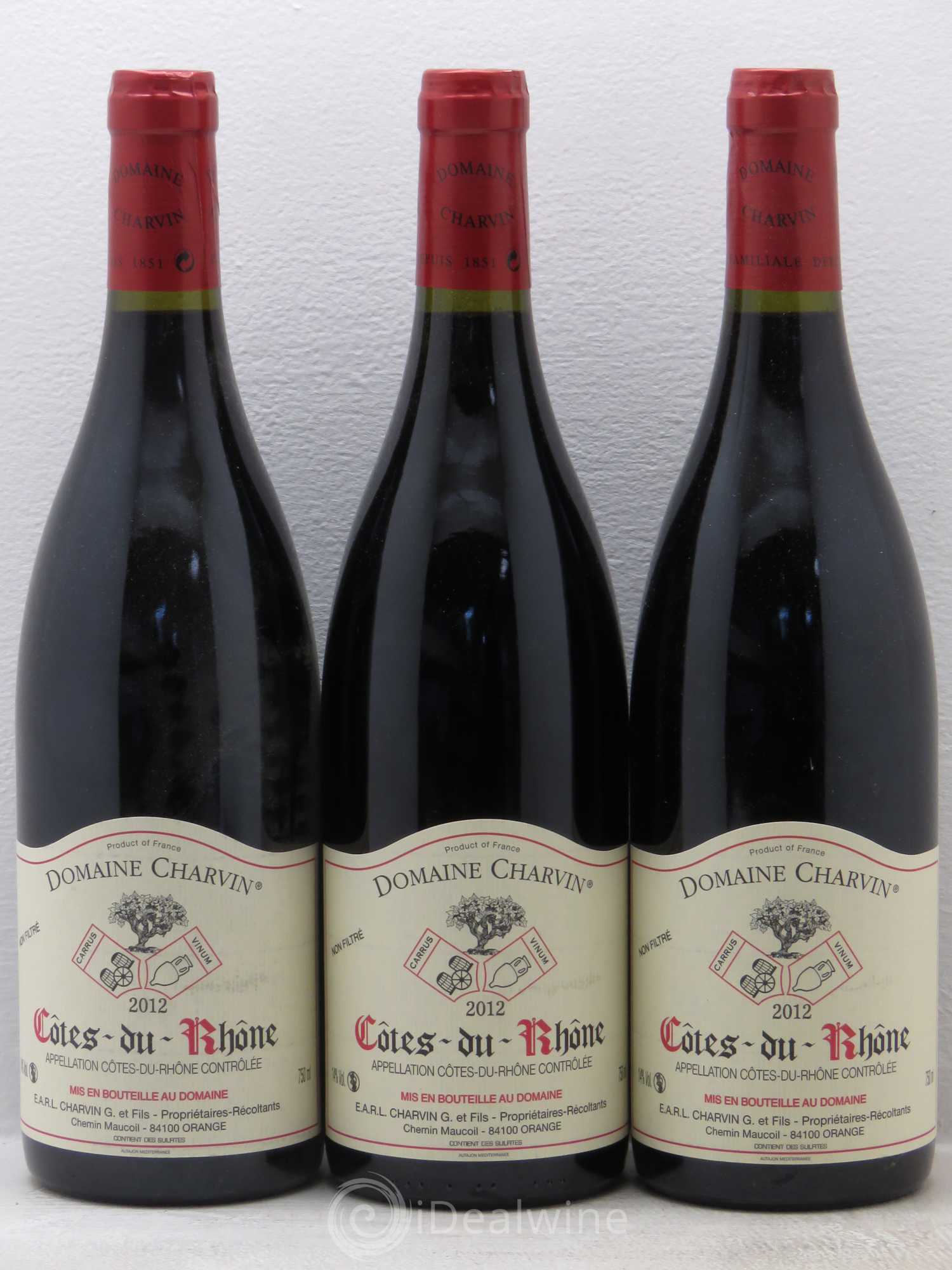 Côtes-du-Rhône Charvin (Domaine) 2012 - Lot de 3 bouteilles - 0
