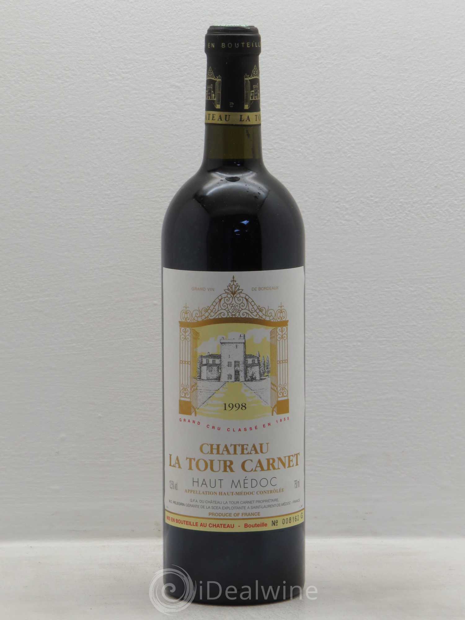 Château la Tour Carnet 4ème Grand Cru Classé 1998 - Lot de 6 bouteilles - 0