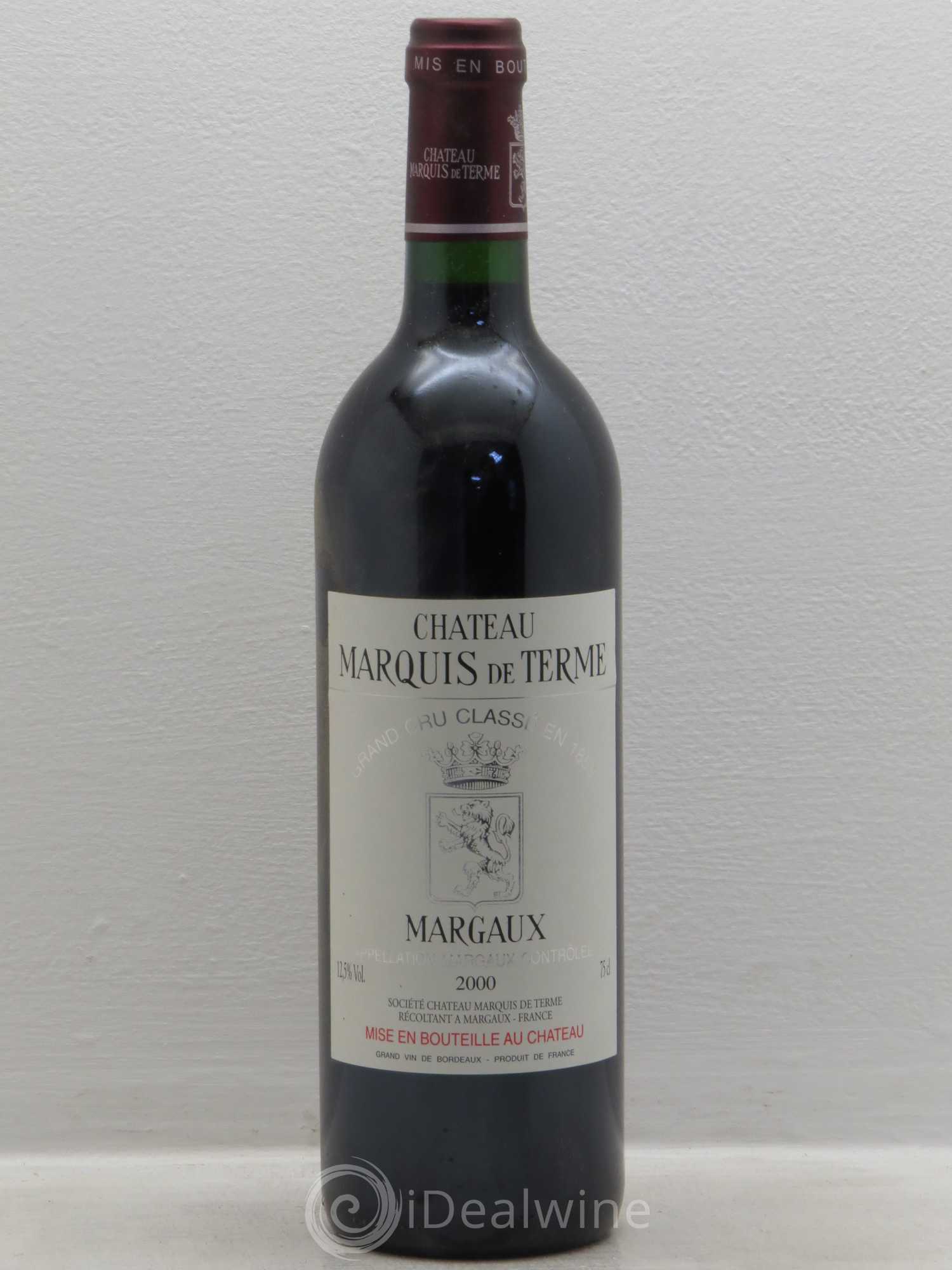 Château Marquis de Terme 4ème Grand Cru Classé 2000 - Lot de 1 bouteille - 0