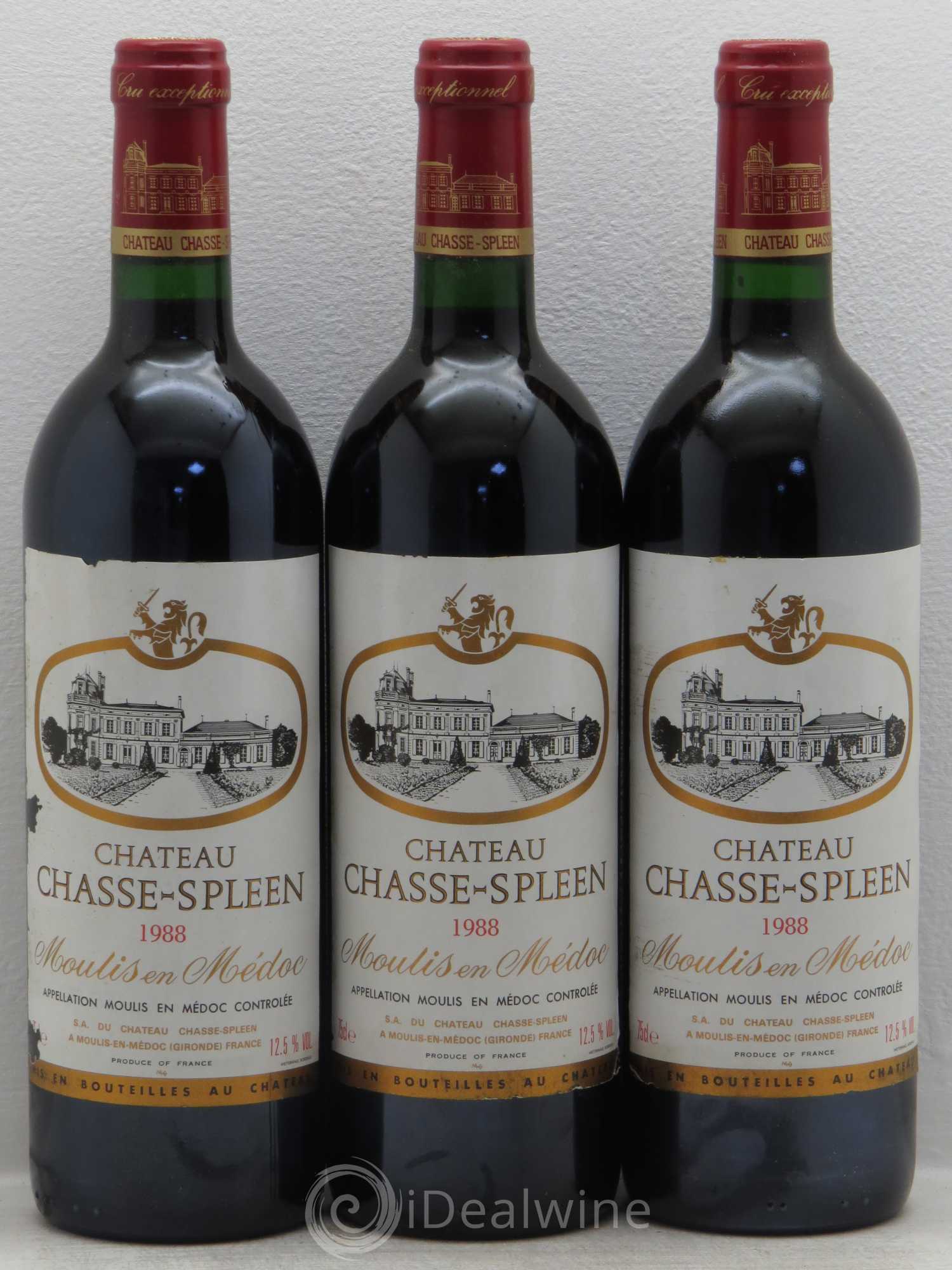Château Chasse Spleen 1988 - Lot de 3 bouteilles - 0