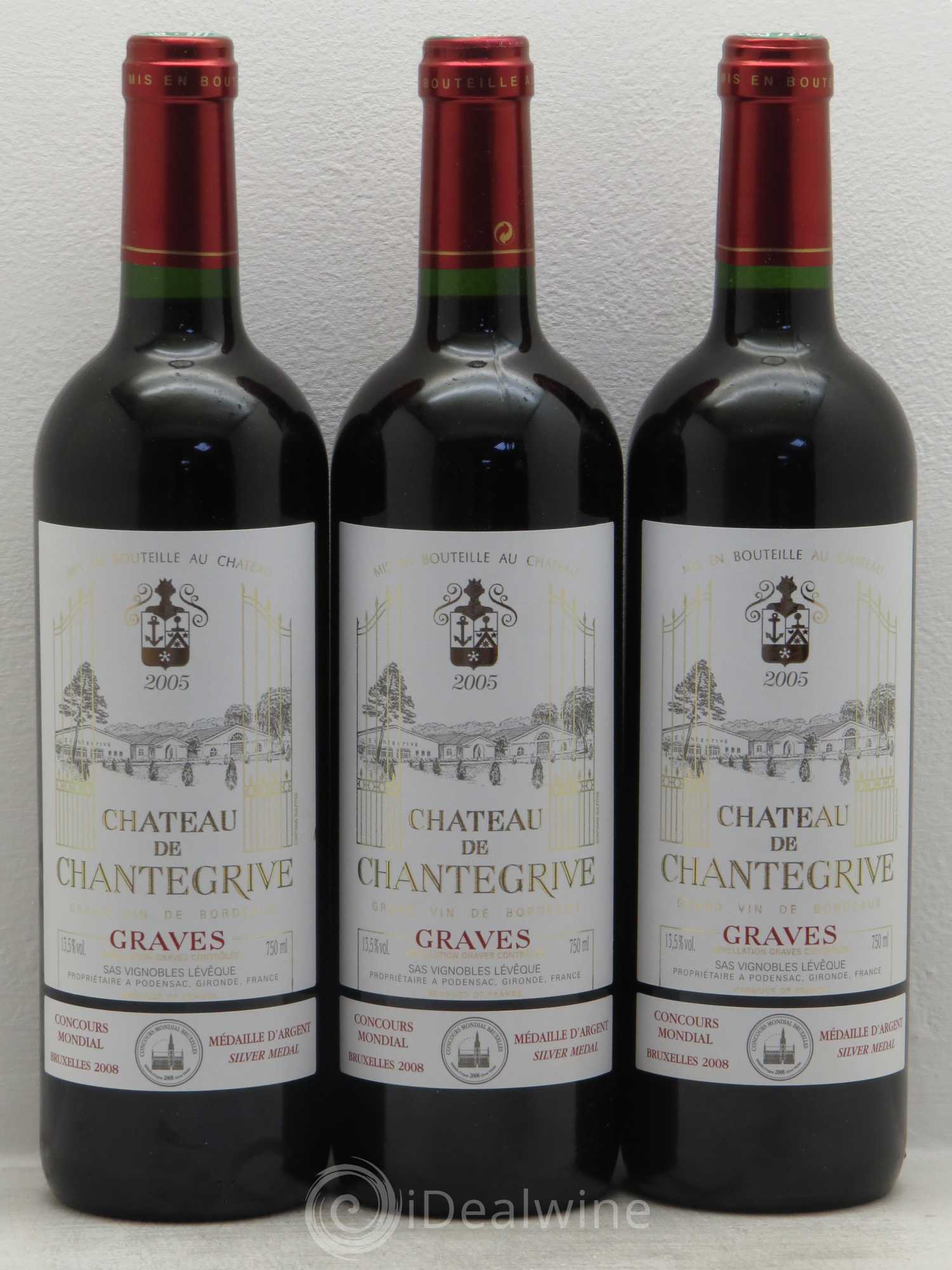 Château de Chantegrive 2005 - Lot de 3 bouteilles - 0