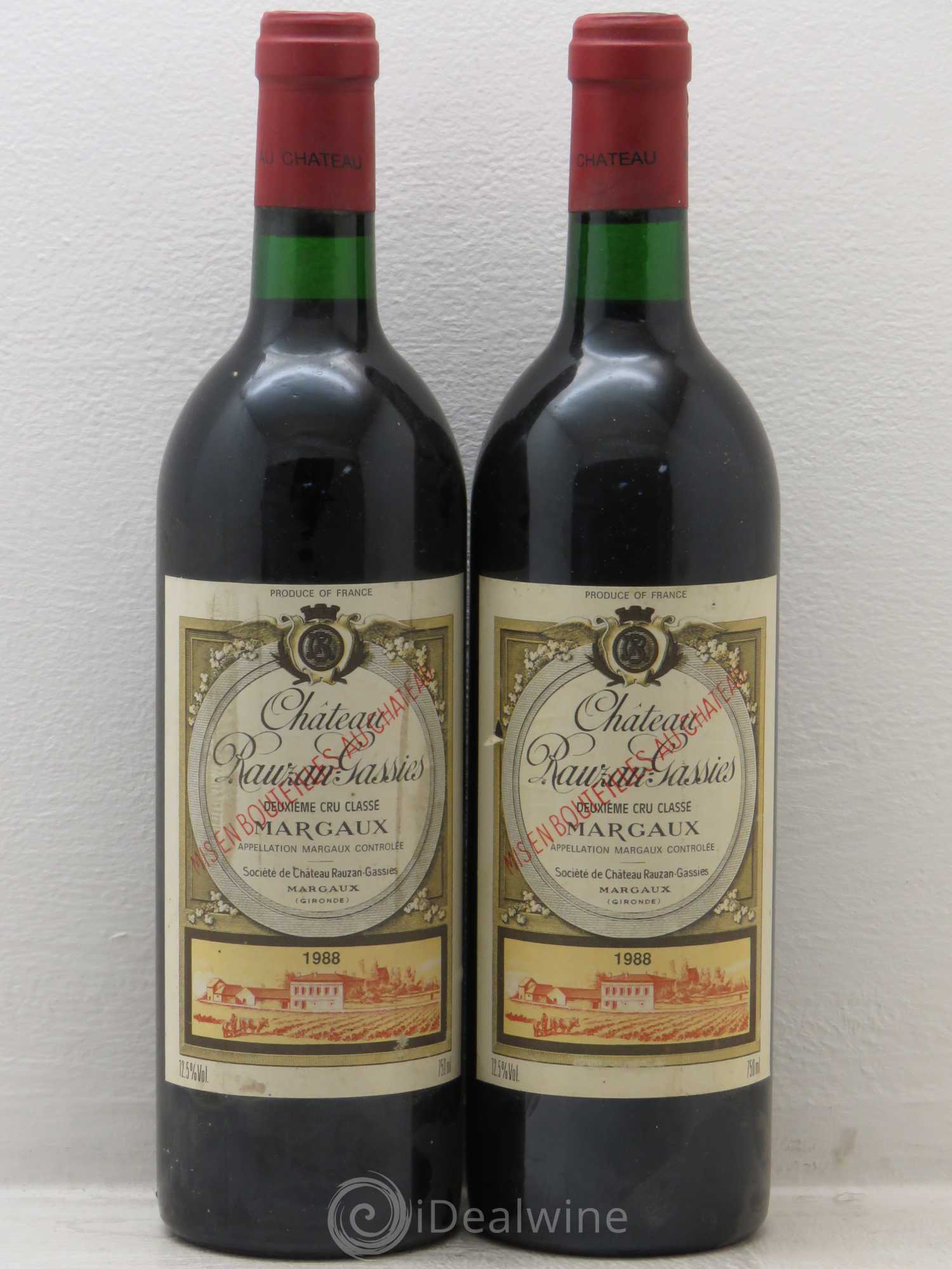 Château Rauzan-Gassies 2ème Grand Cru Classé 1988 - Lot de 2 bouteilles - 0