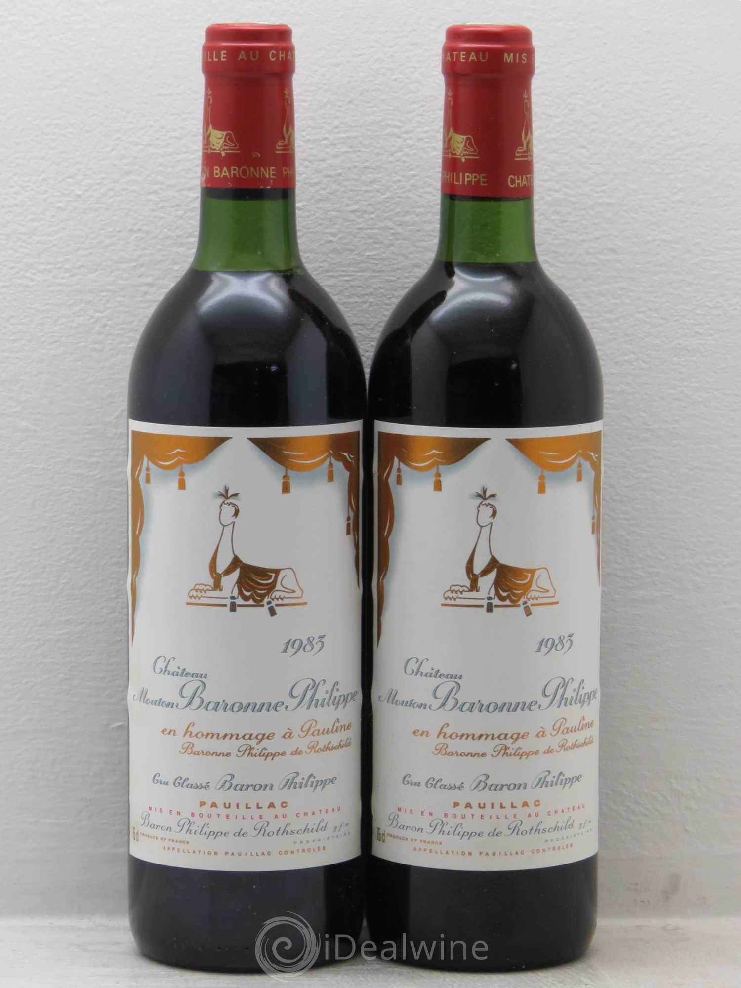 Château d' Armailhac - Mouton Baron(ne) Philippe 5ème Grand Cru Classé 1983 - Lot de 2 bouteilles - 0