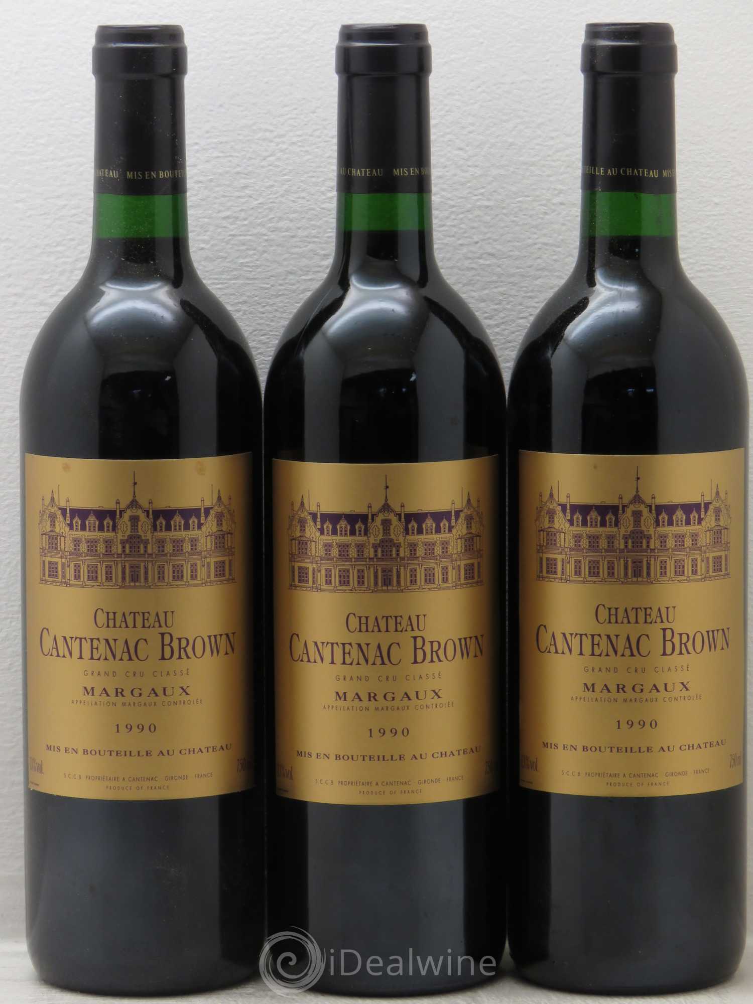 Château Cantenac Brown 3ème Grand Cru Classé 1990 - Lot de 3 bouteilles - 0