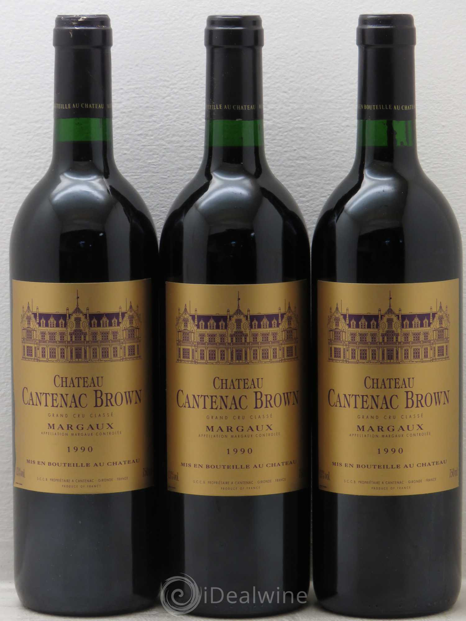 Château Cantenac Brown 3ème Grand Cru Classé 1990 - Lot de 3 bouteilles - 0