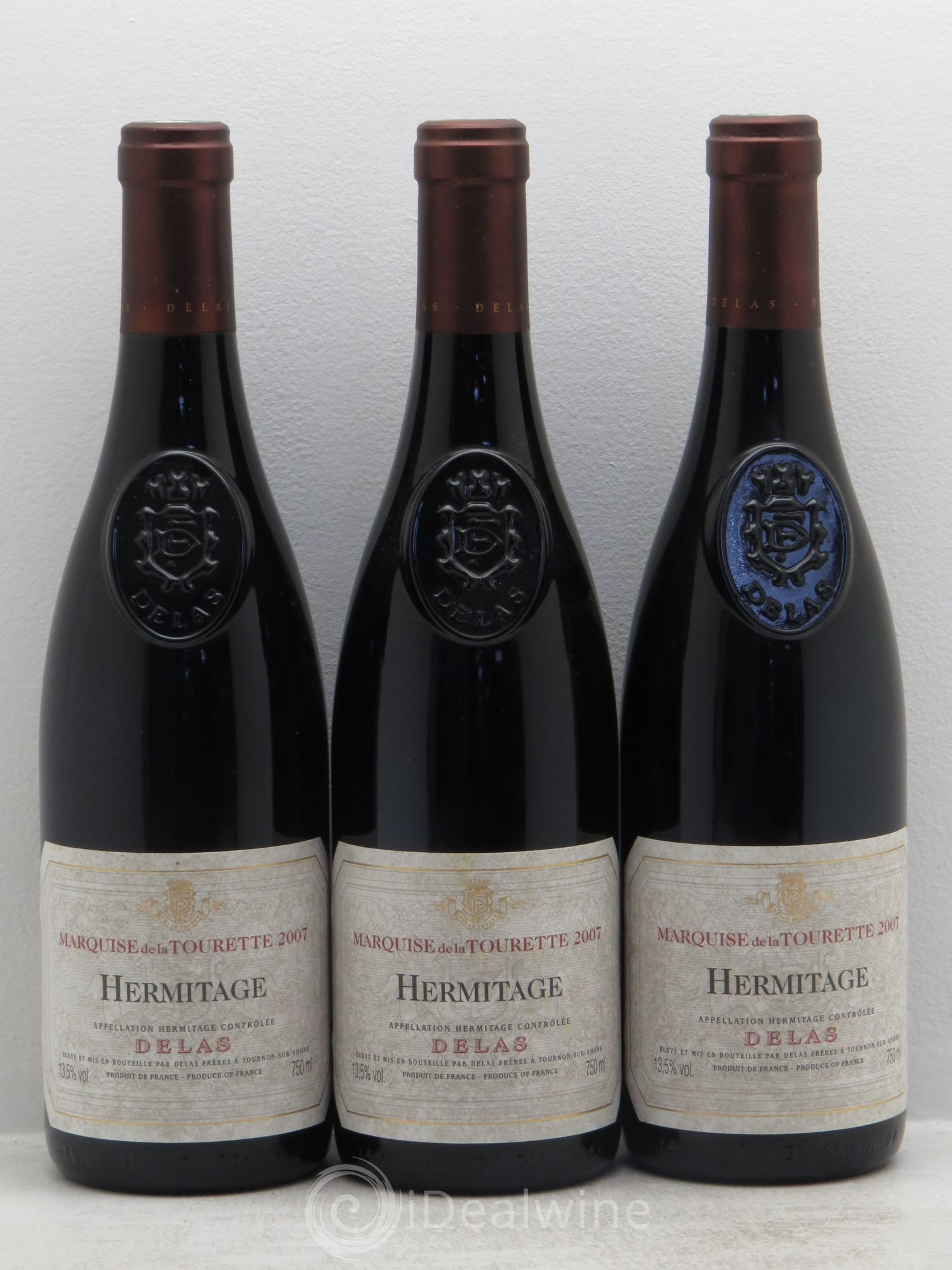 Hermitage Marquise de la Tourette Delas Frères 2007 - Lot de 3 bouteilles - 0
