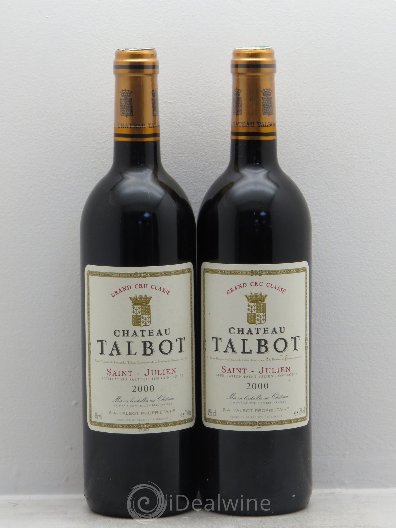 Château Talbot 4ème Grand Cru Classé 2000 - Lot de 2 bouteilles - 0