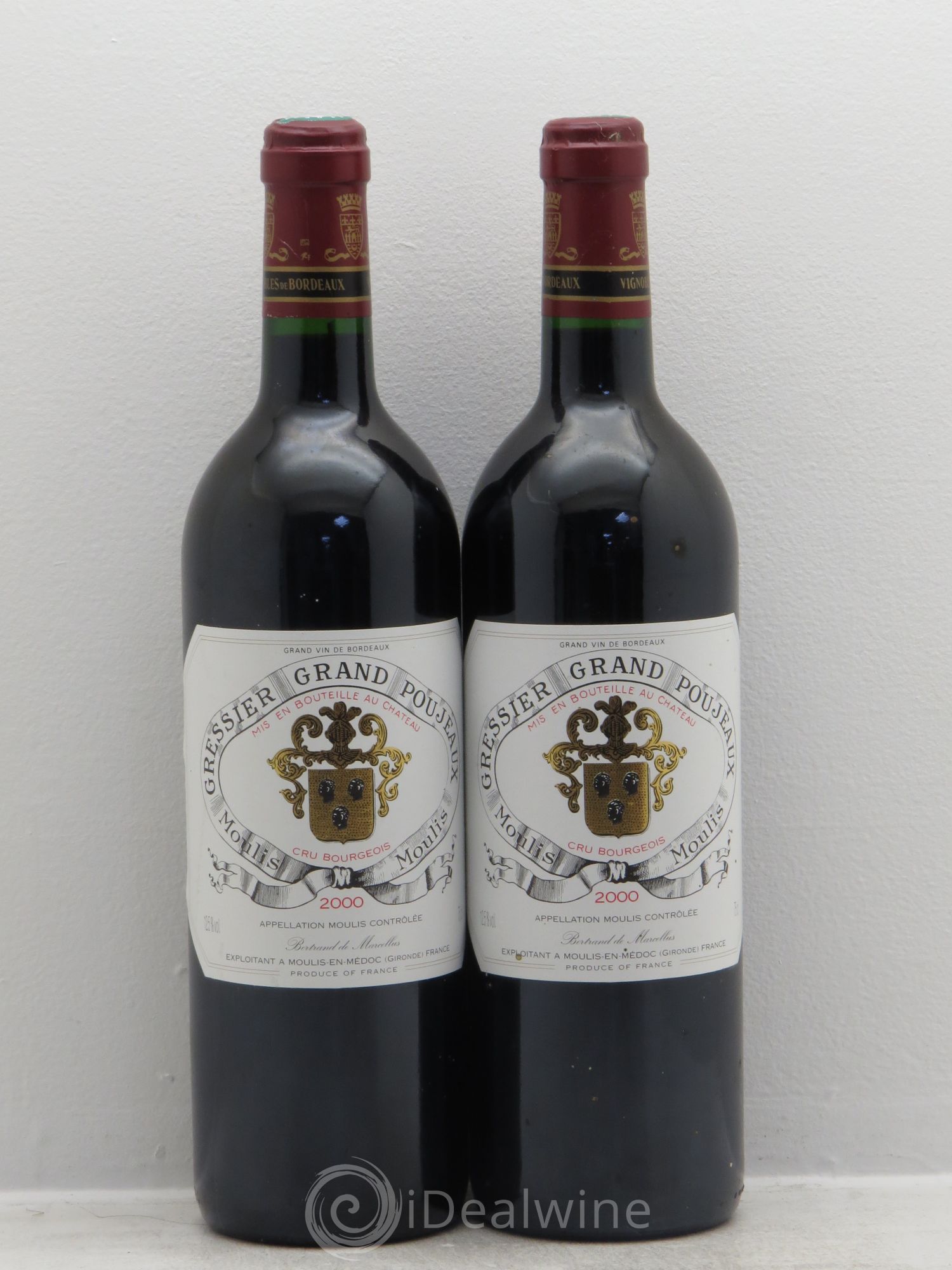 Château Gressier Grand Poujeaux Cru Bourgeois 2000 - Lot de 2 bouteilles - 0