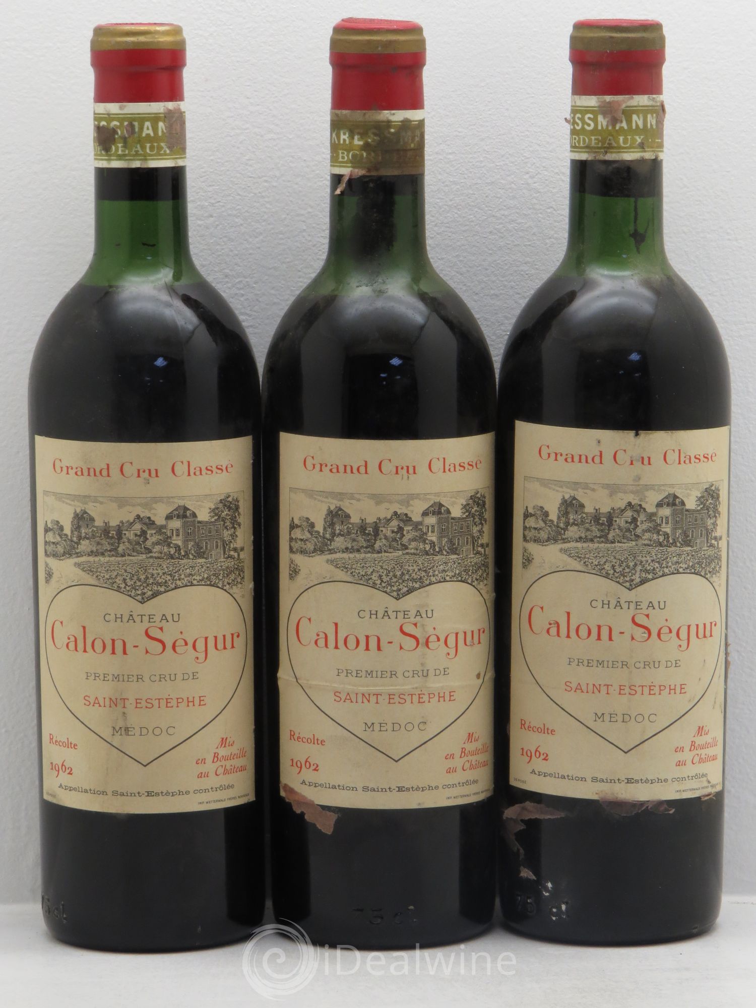 Château Calon Ségur 3ème Grand Cru Classé 1962 - Lot de 3 bouteilles - 0