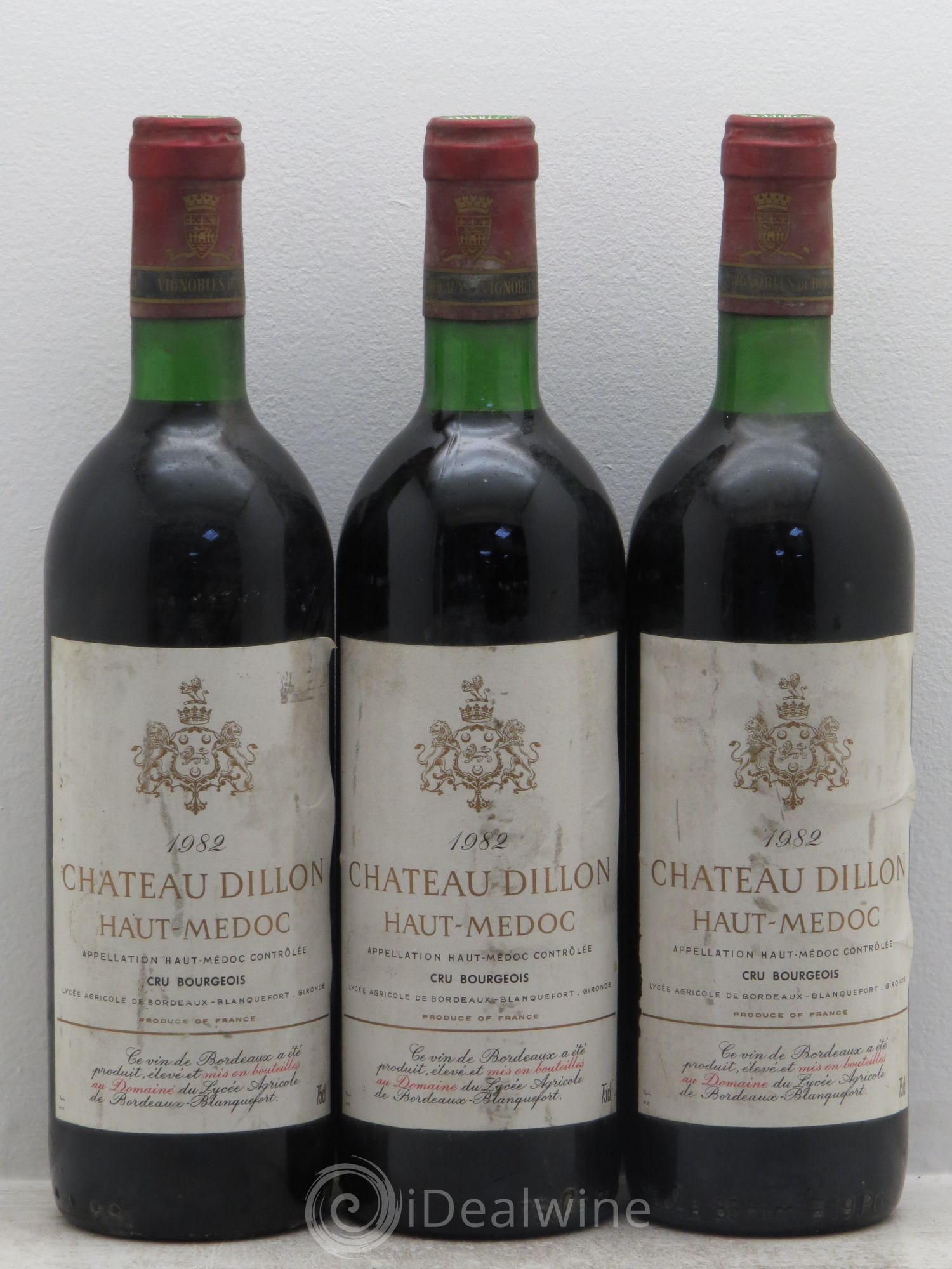 Château Dillon Cru Bourgeois 1982 - Lot de 3 bouteilles - 0
