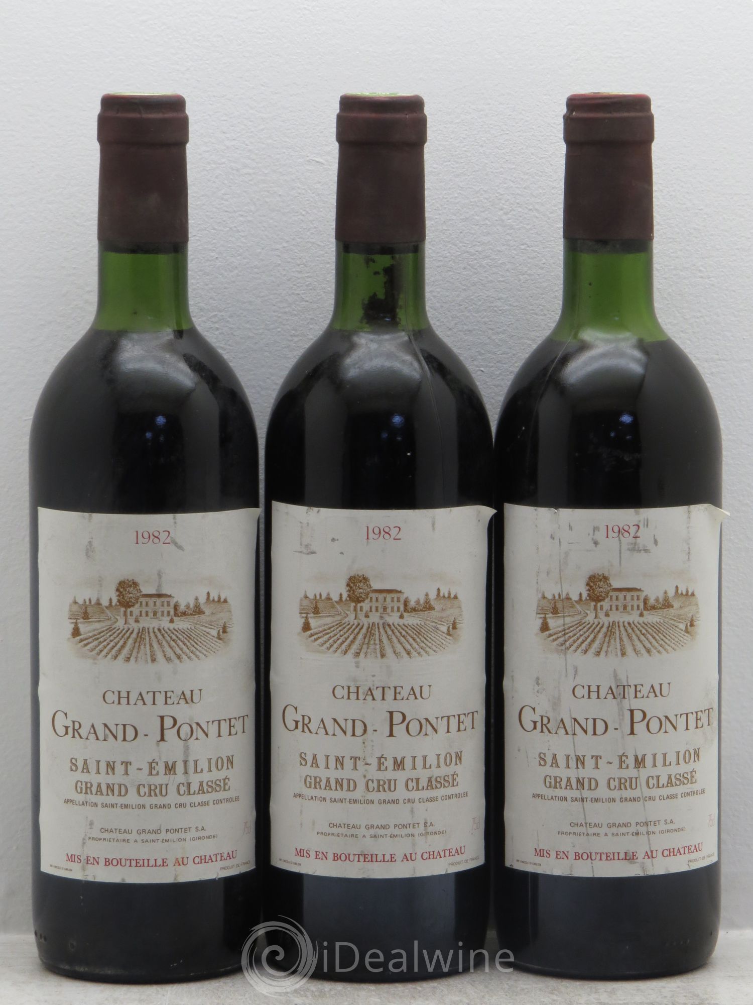 Château Grand Pontet Grand Cru Classé 1982 - Lot de 3 bouteilles - 0