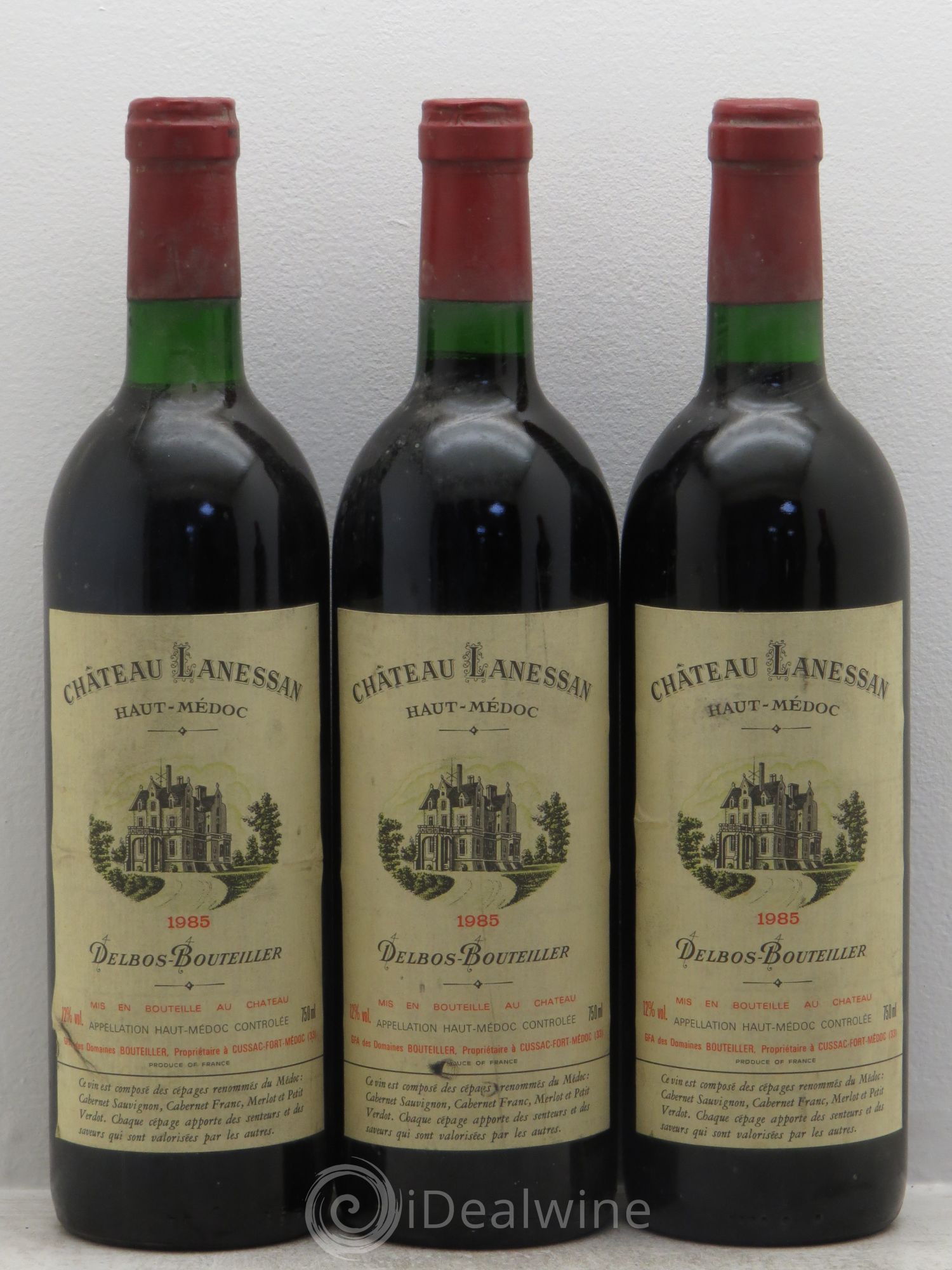 Château Lanessan Cru Bourgeois 1985 - Lot de 3 bouteilles - 0