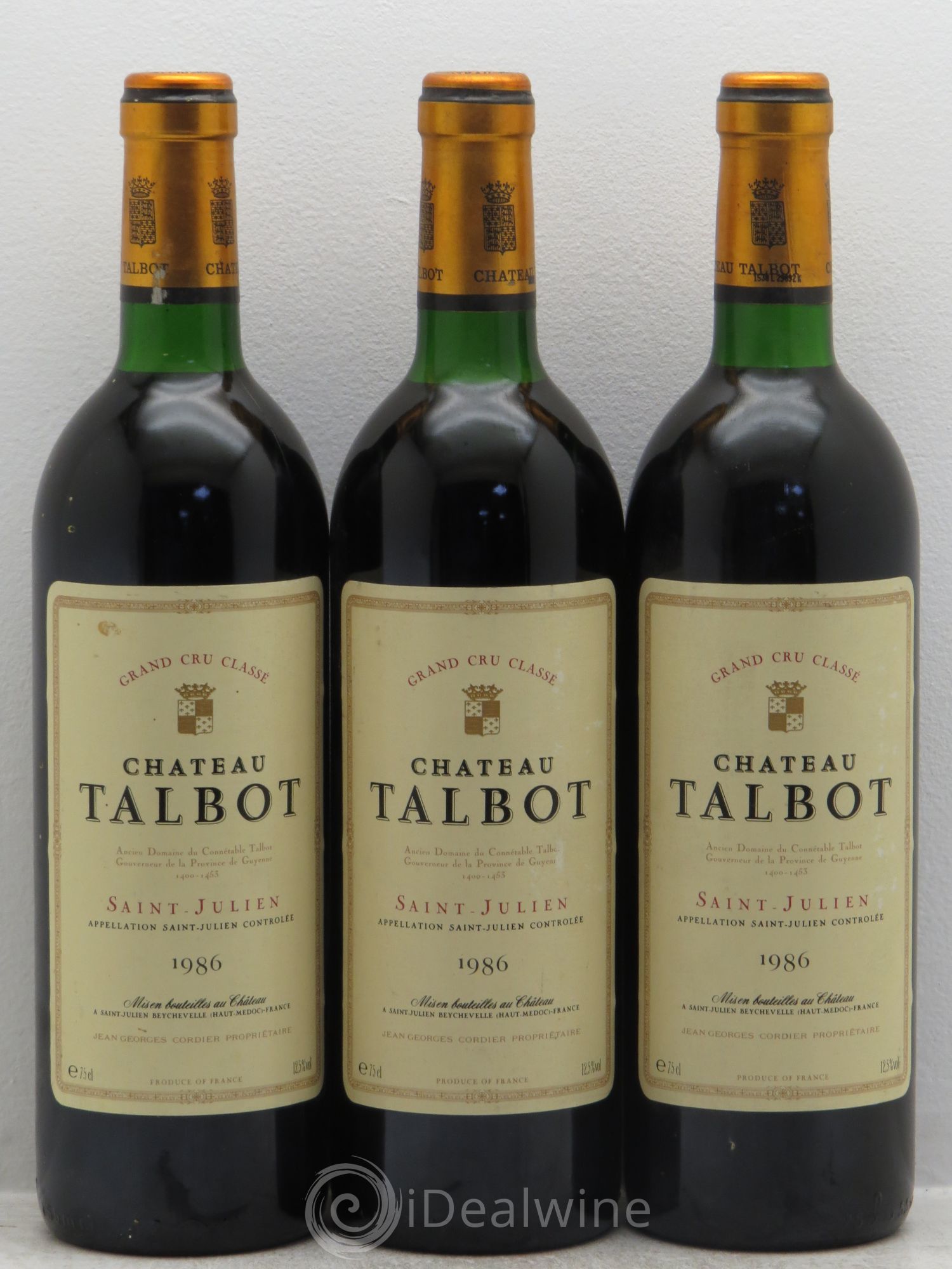 Château Talbot 4ème Grand Cru Classé 1986 - Lot de 3 bouteilles - 0