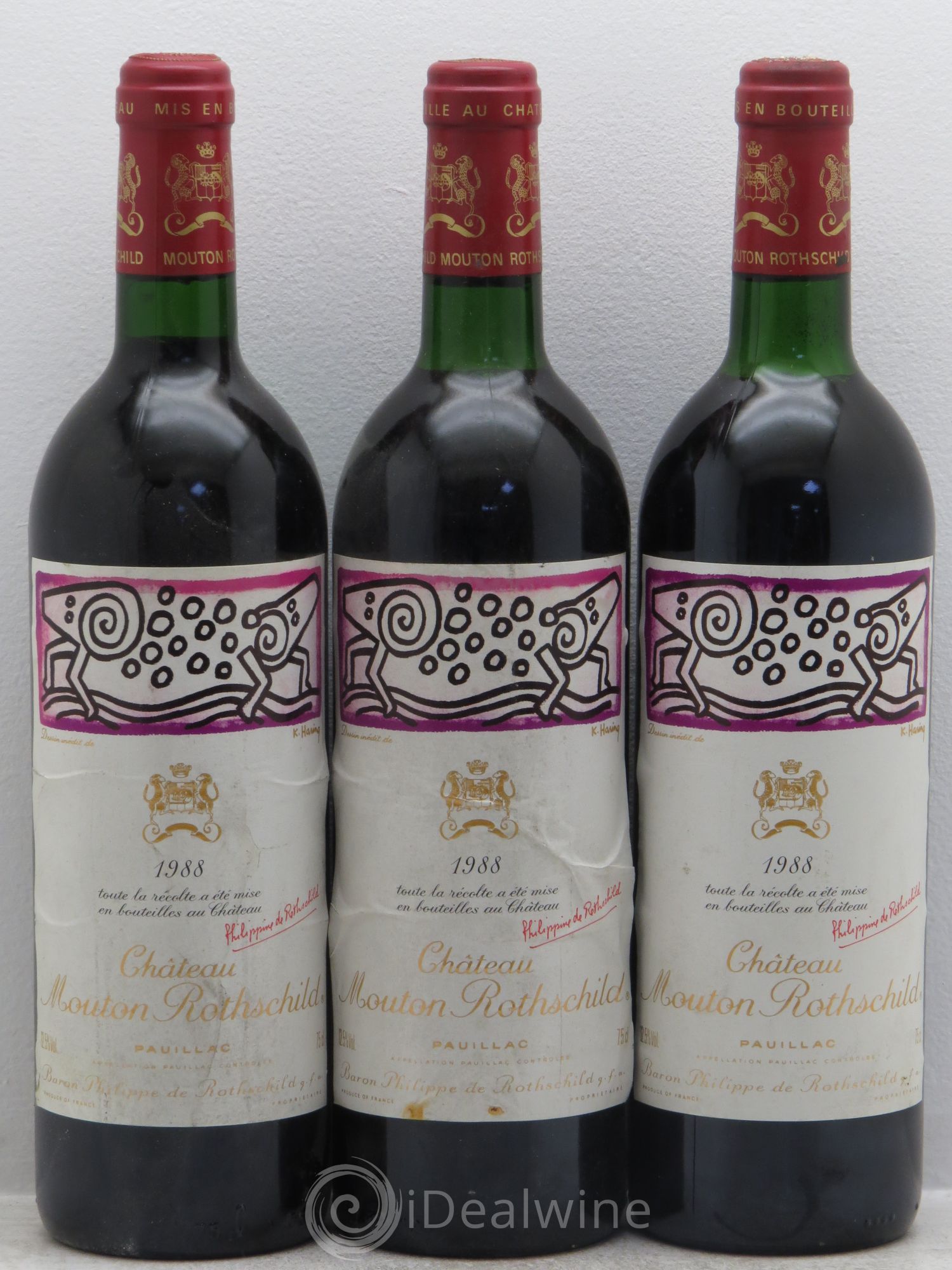 Château Mouton Rothschild 1er Grand Cru Classé 1988 - Lot de 3 bouteilles - 0