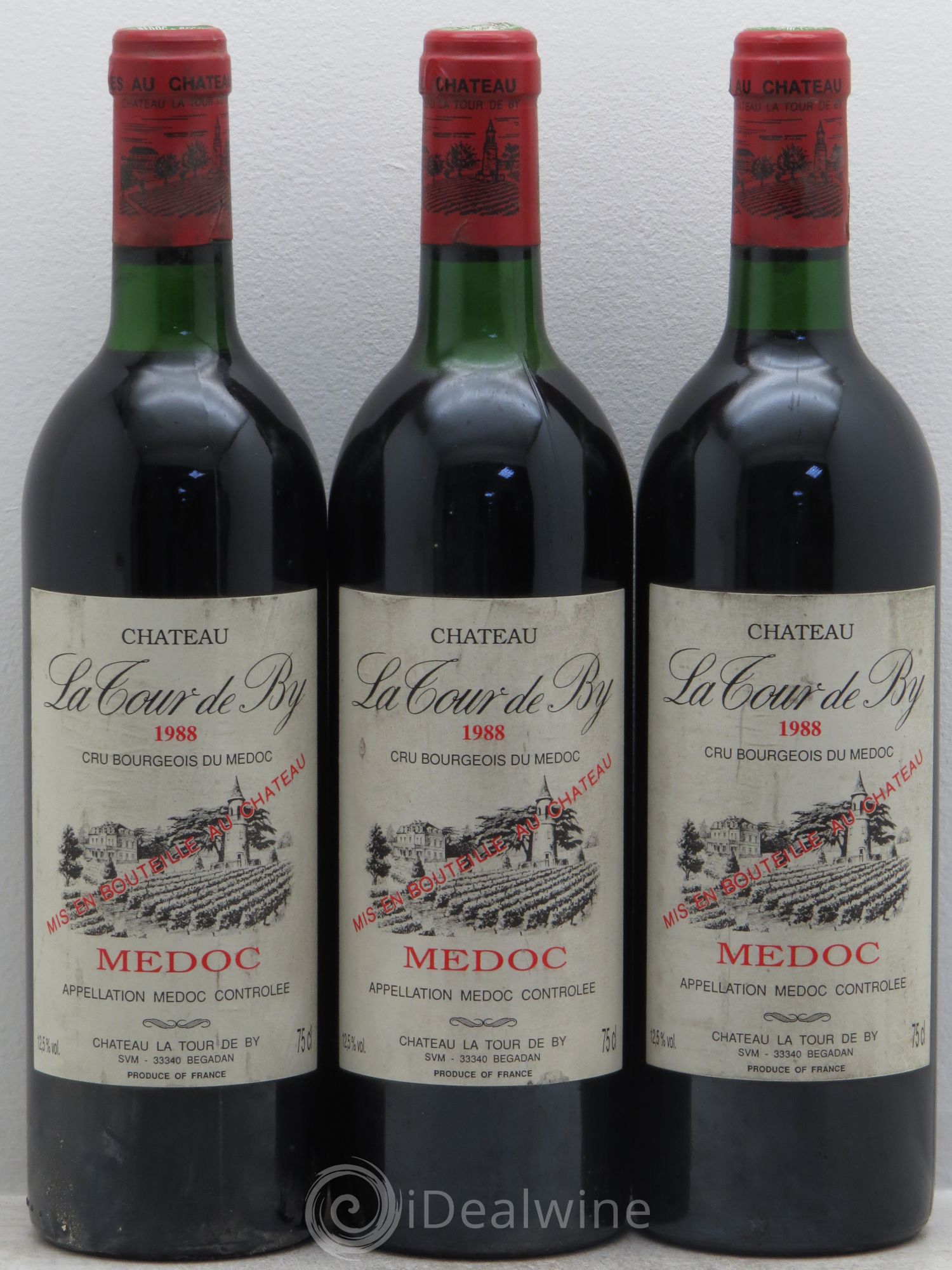 Château La Tour de By Cru Bourgeois 1988 - Lot de 3 bouteilles - 0