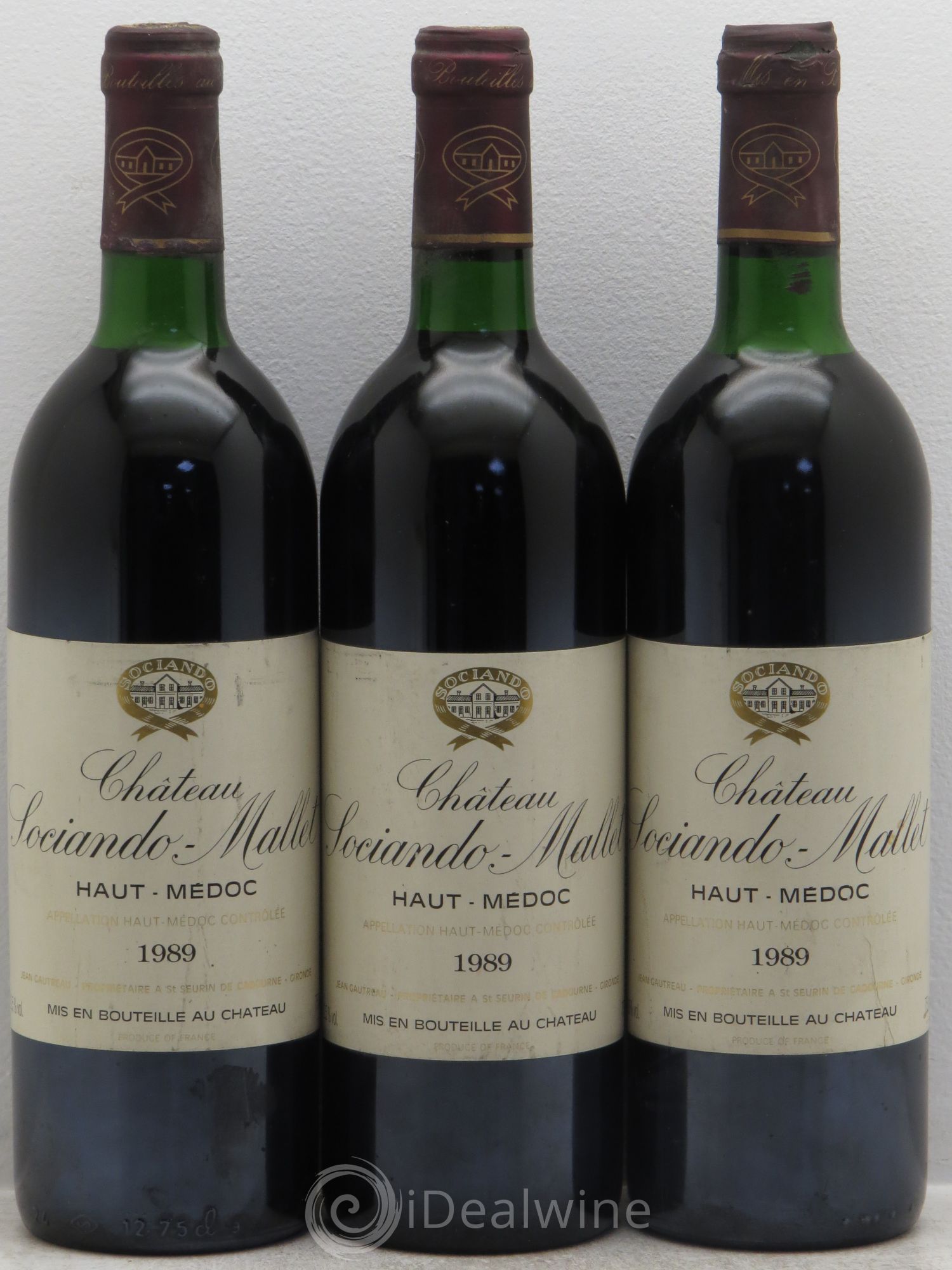 Château Sociando Mallet 1989 - Lot de 3 bouteilles - 0
