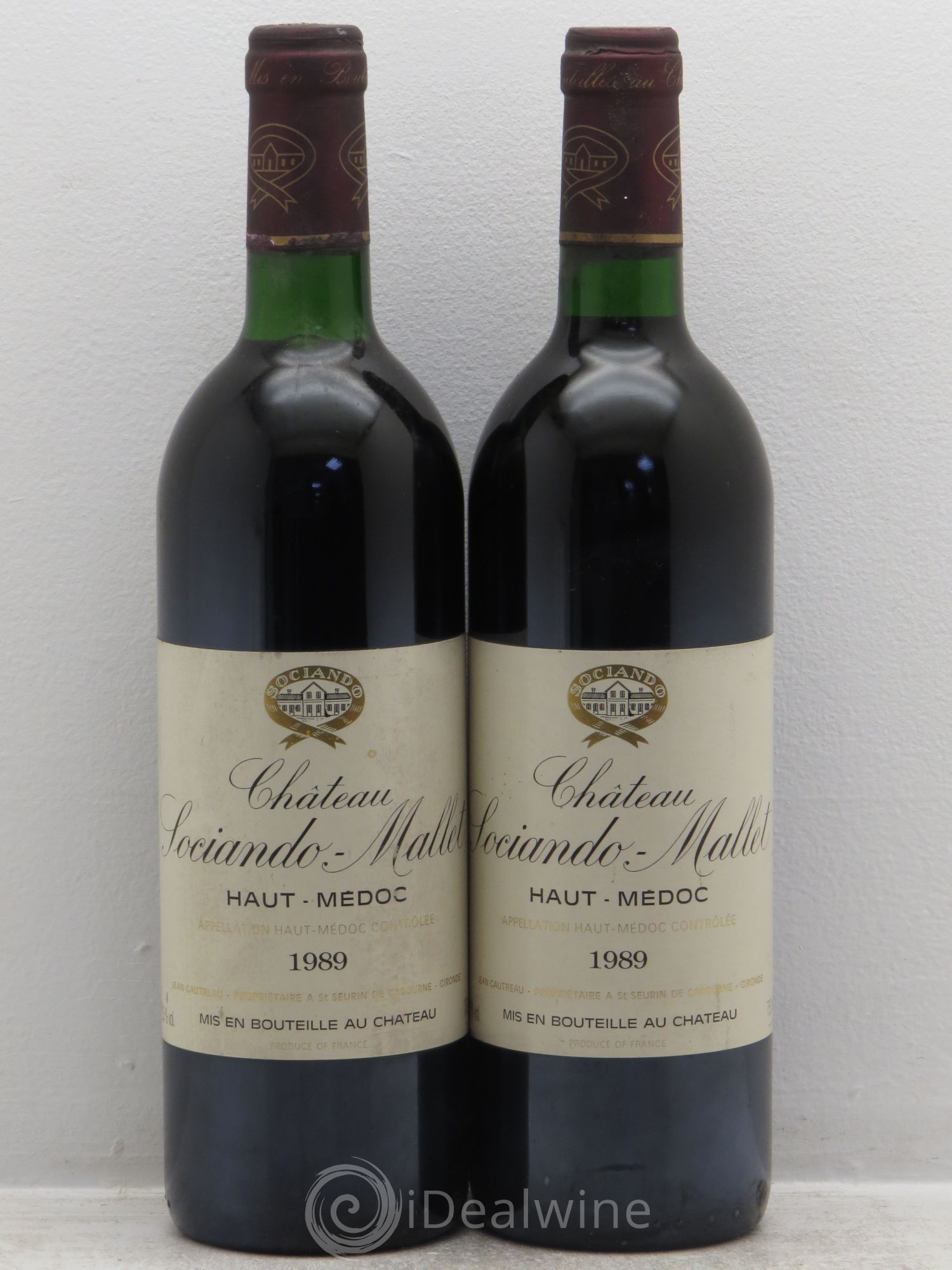 Château Sociando Mallet 1989 - Lot de 2 bouteilles - 0