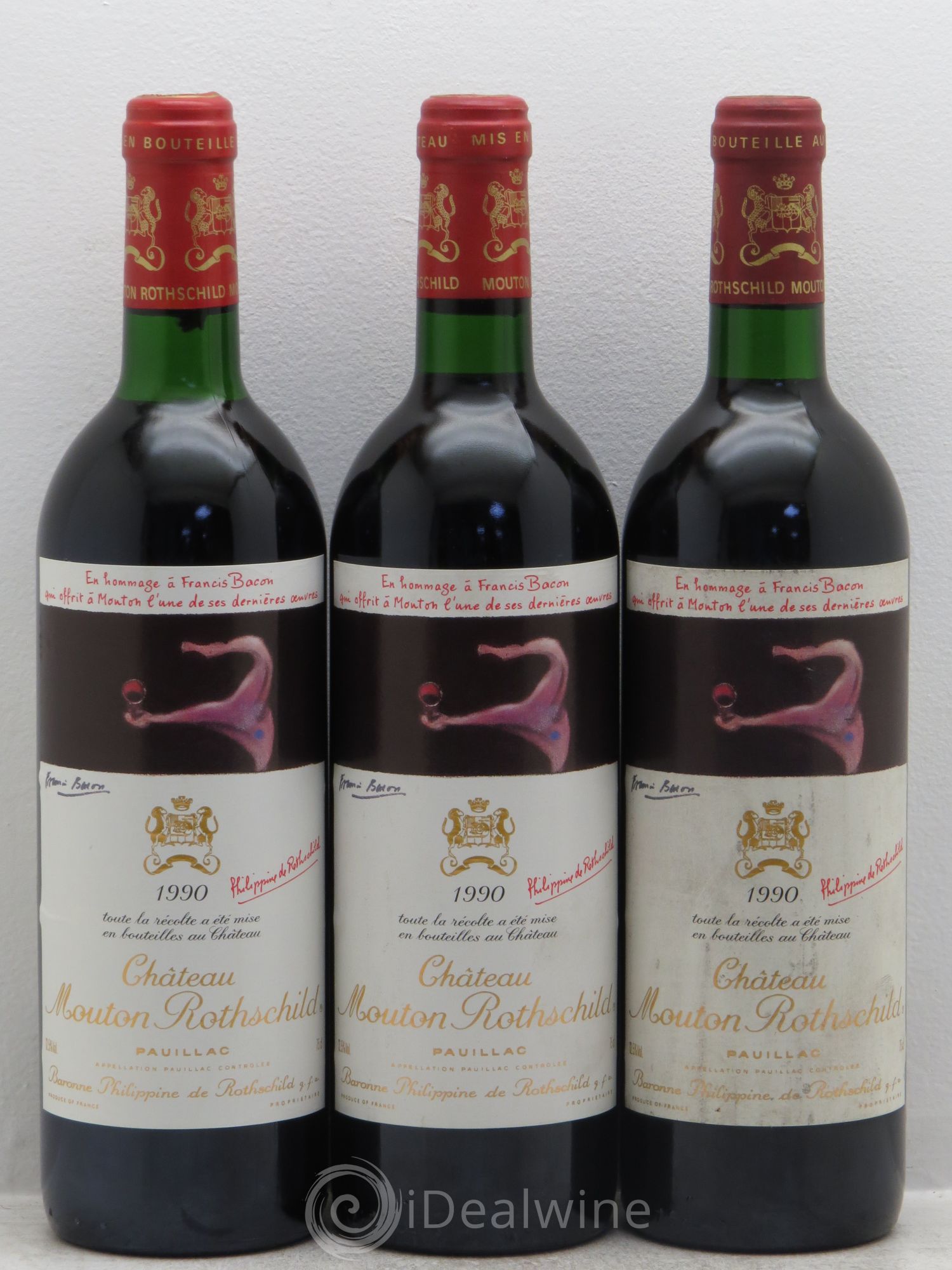 Château Mouton Rothschild 1er Grand Cru Classé 1990 - Lot de 3 bouteilles - 0