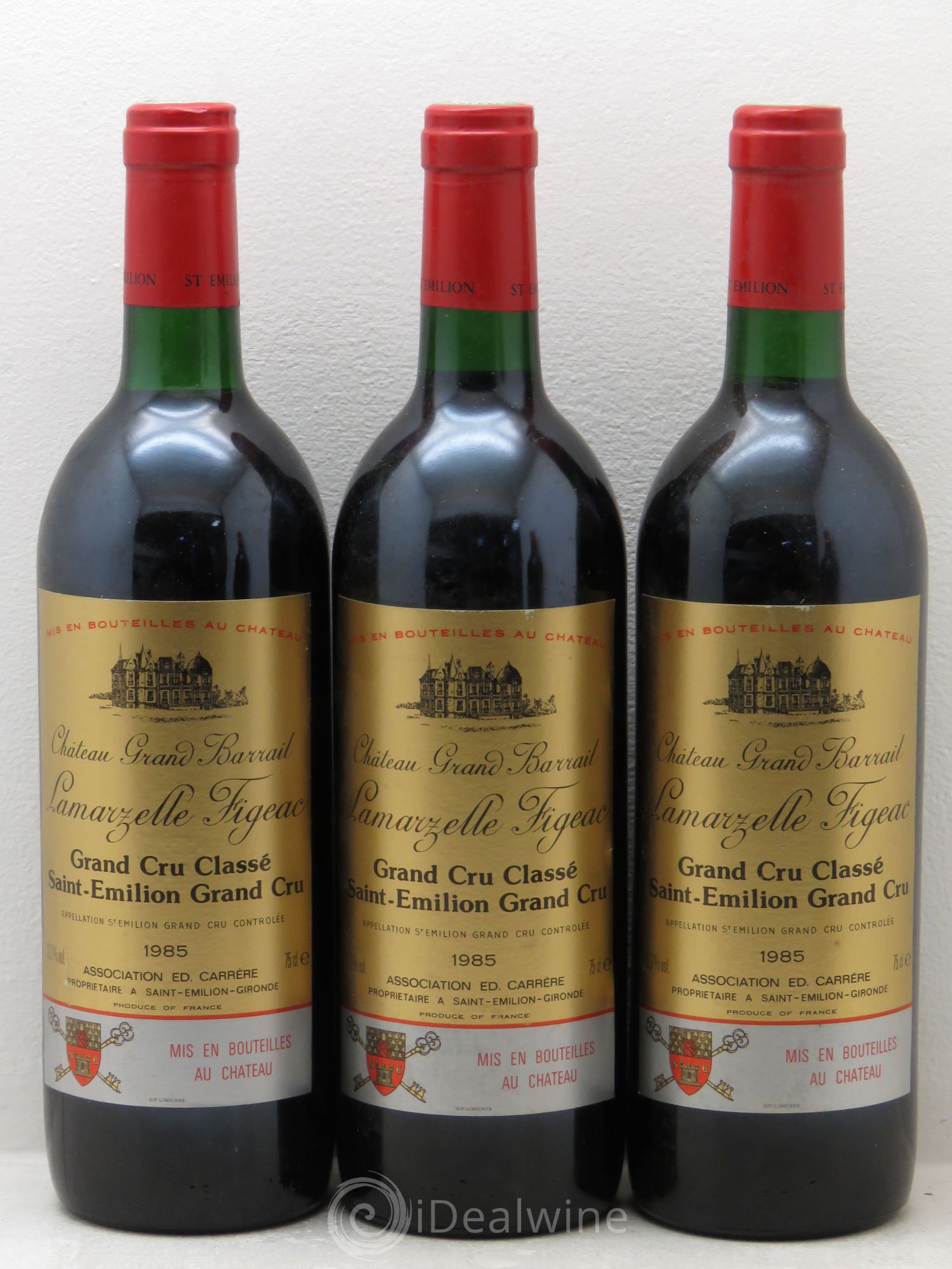 Château Grand Barrail Lamarzelle Figeac Grand Cru Classé 1985 - Lot de 3 bouteilles - 0