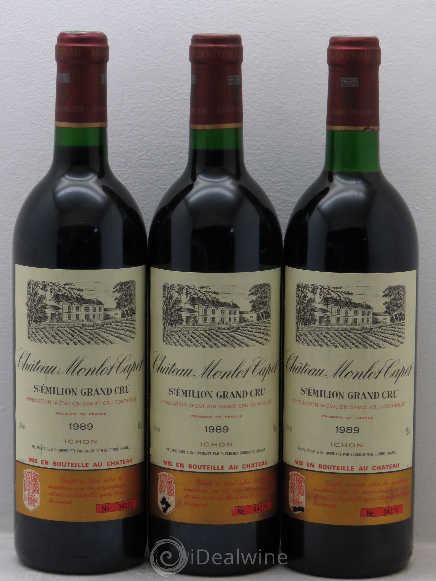 Château Monlot Capet 1989 - Lot de 3 bouteilles - 0