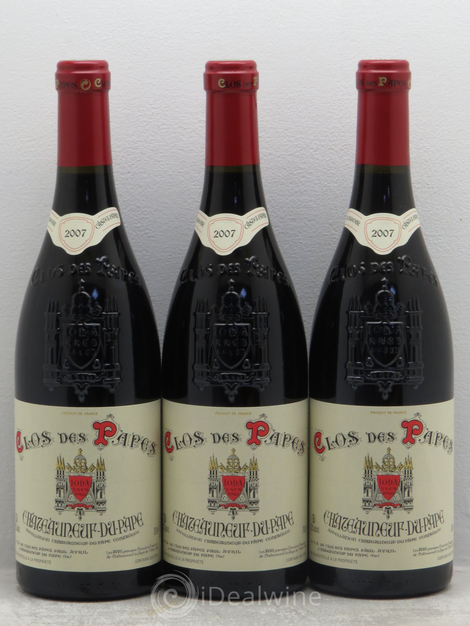 Châteauneuf-du-Pape Clos des Papes - Paul Avril 2007 - Lot de 3 bouteilles - 0