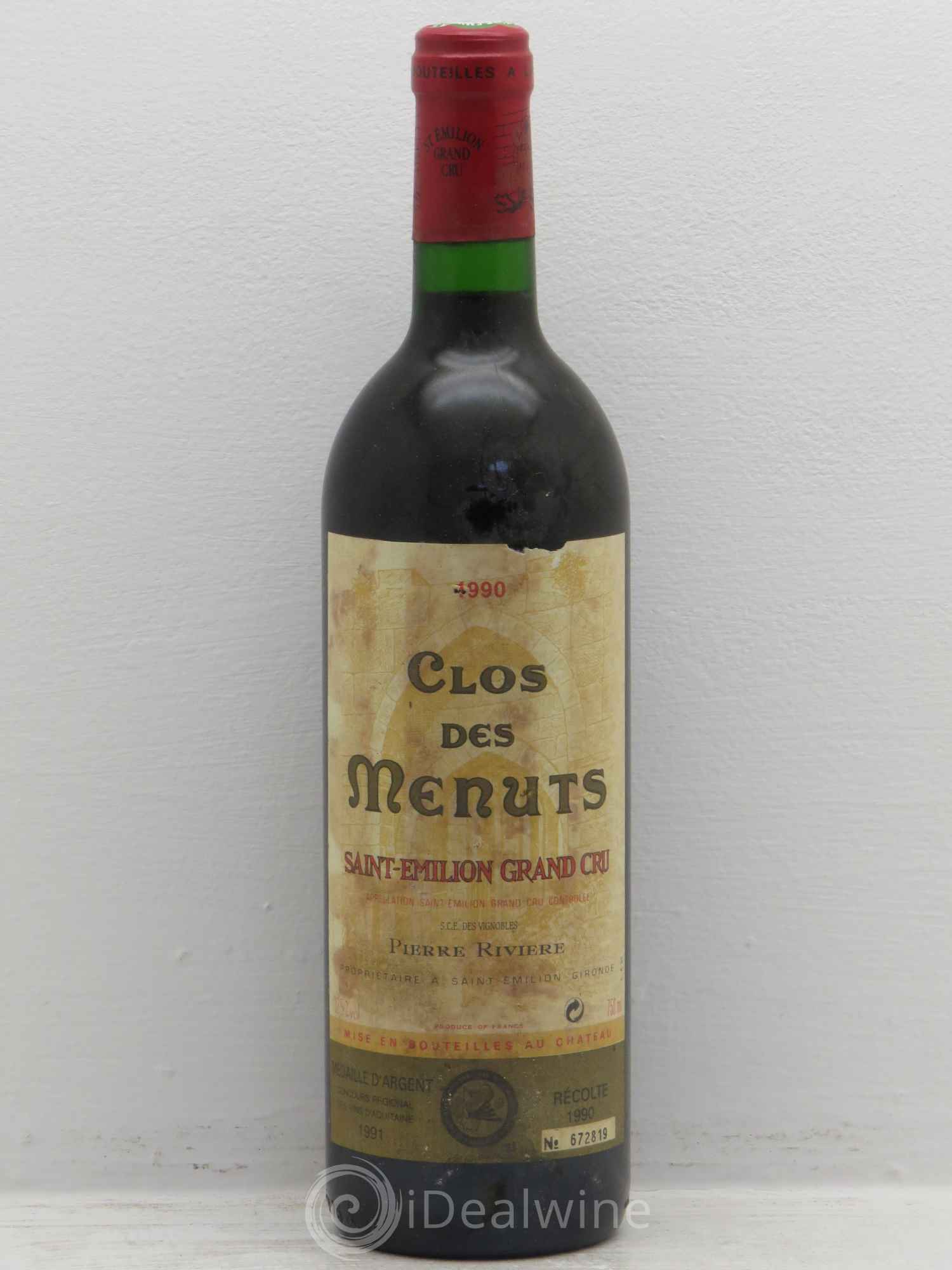 Saint-Émilion Clos des Menuts 1990 - Lot de 1 bouteille - 0